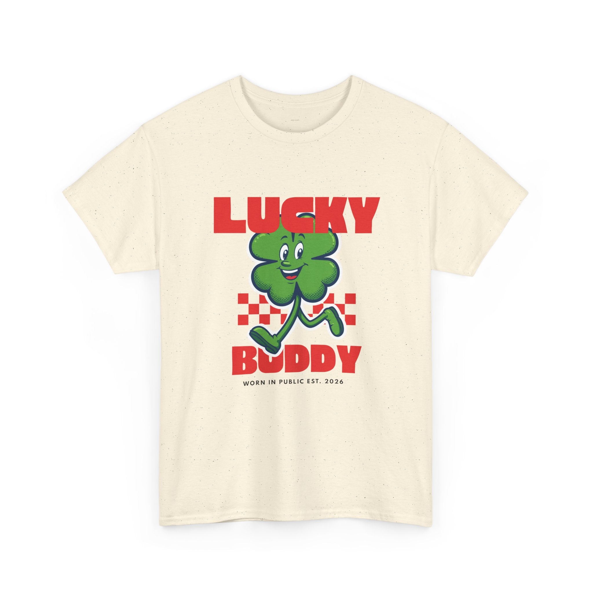 Lucky Buddy Clover T-Shirt | Retro Checker St. Patrick's Day Graphic Tee