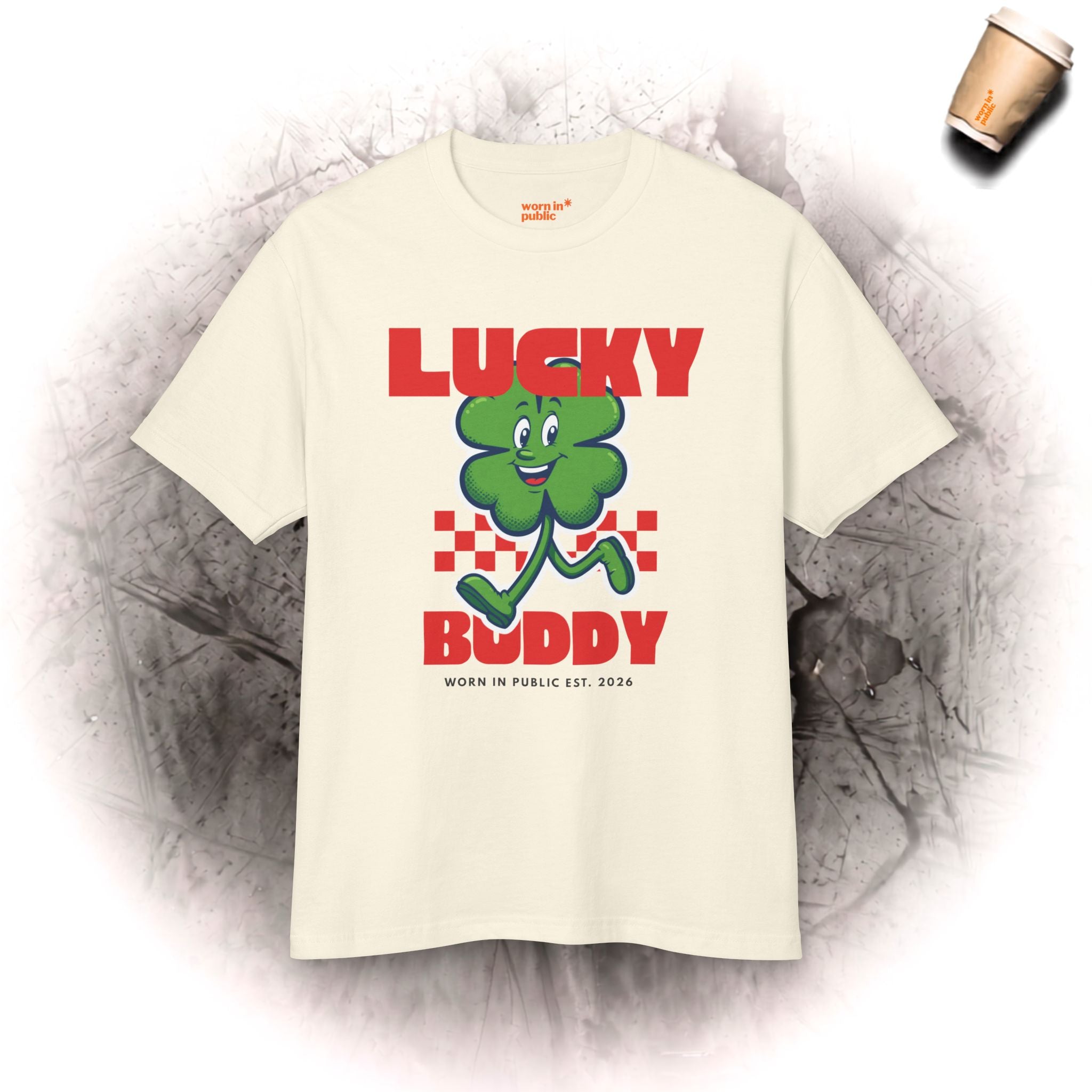 Glücklicher Kumpel Kleeblatt T-Shirt | Retro-Karo St. Patrick's Day Grafik-T-Shirt