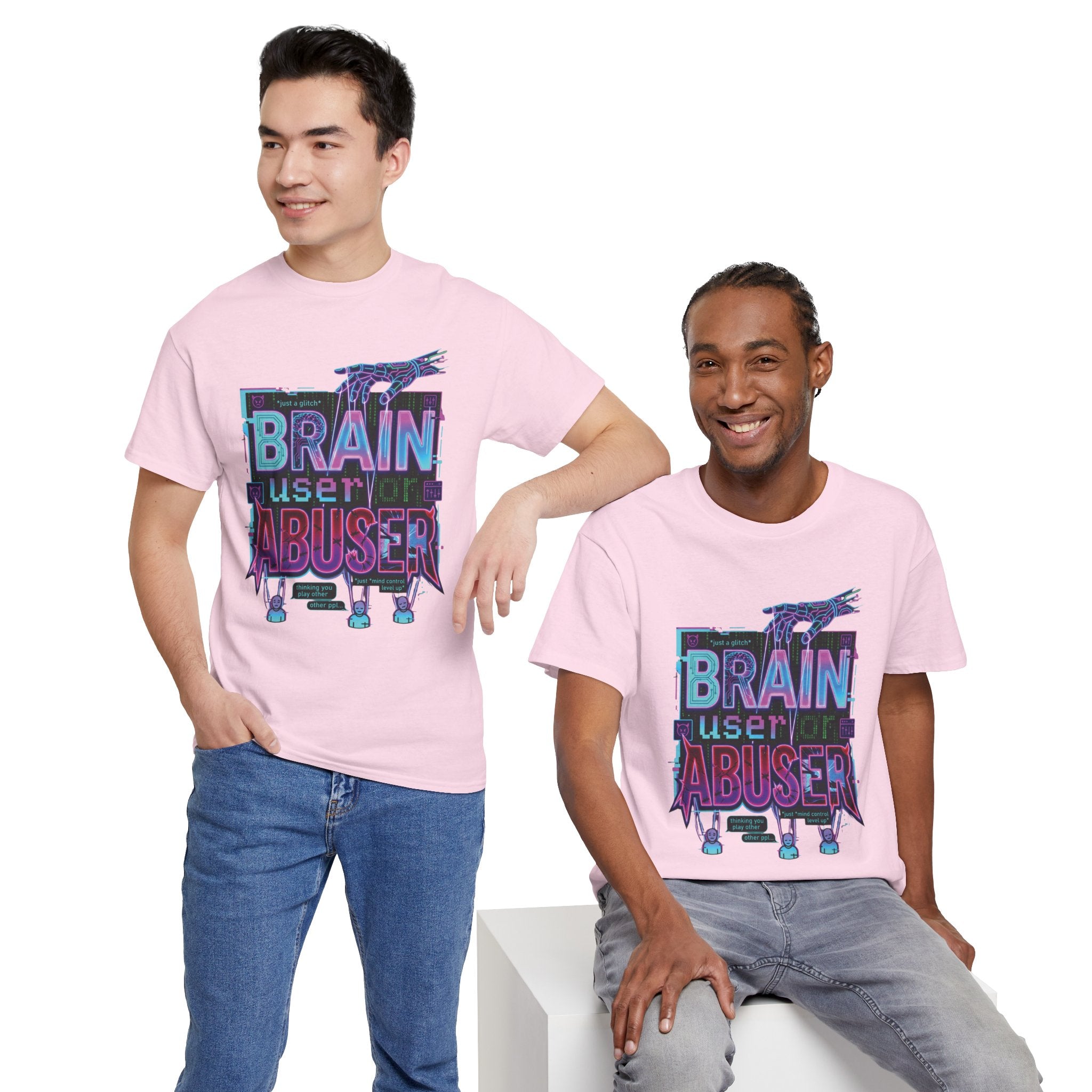 Brain User or Abuser GEN Z Unisex Tee — Retro Cyberpunk "Use Your Brain" Graphic T-Shirt