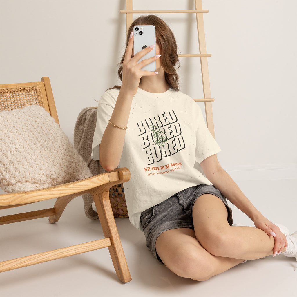 Unisex Botanical Tee — "Feel Free to Be Bored" Graphic T-Shirt
