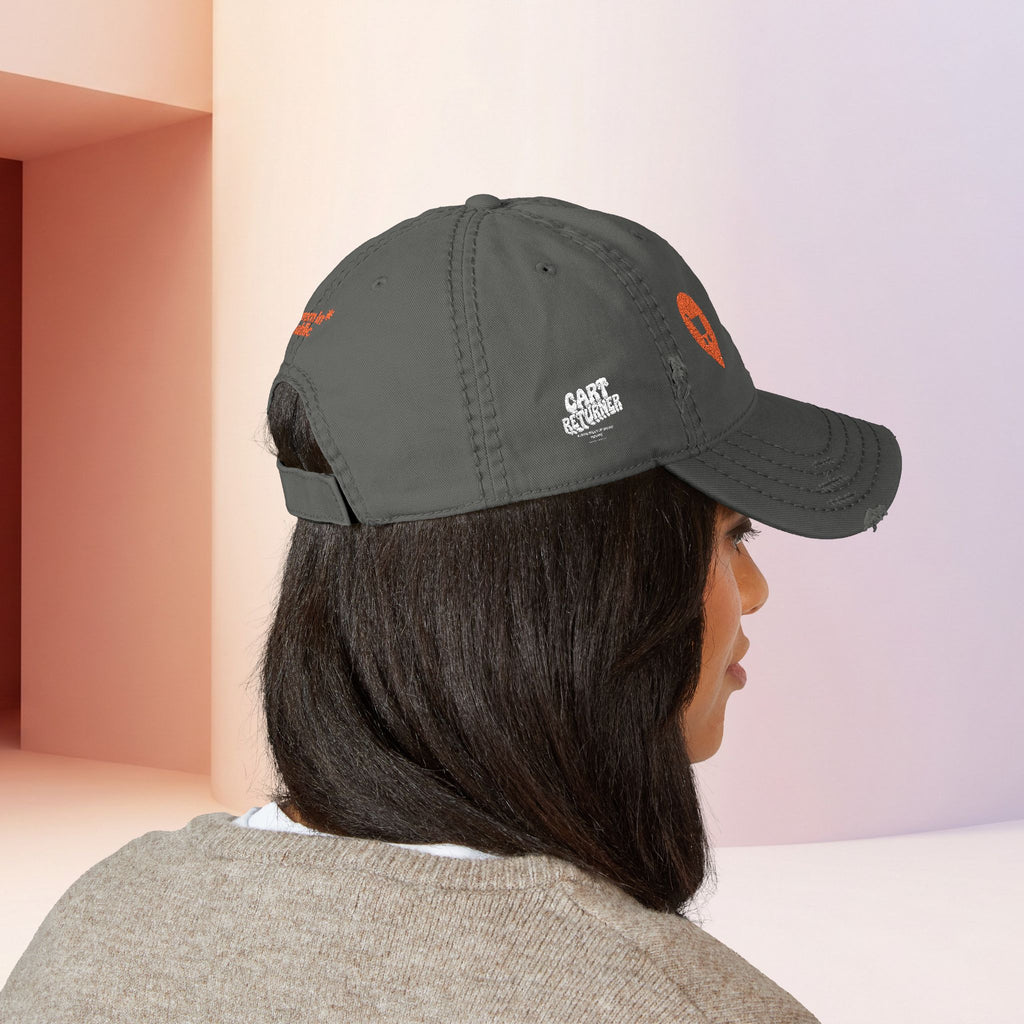 Distressed Embroidered Hat CART returner — Orange Pin & “Worn in Public”