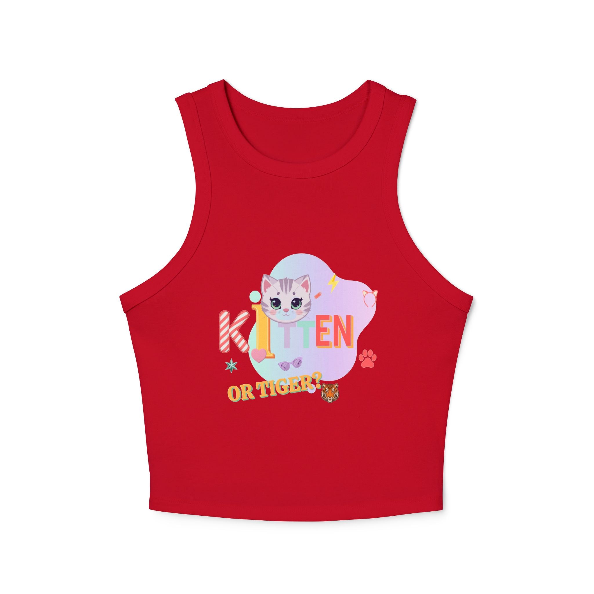 Kitten or Tiger Tank Top | Cute Pastel Cat Graphic with Retro Letters