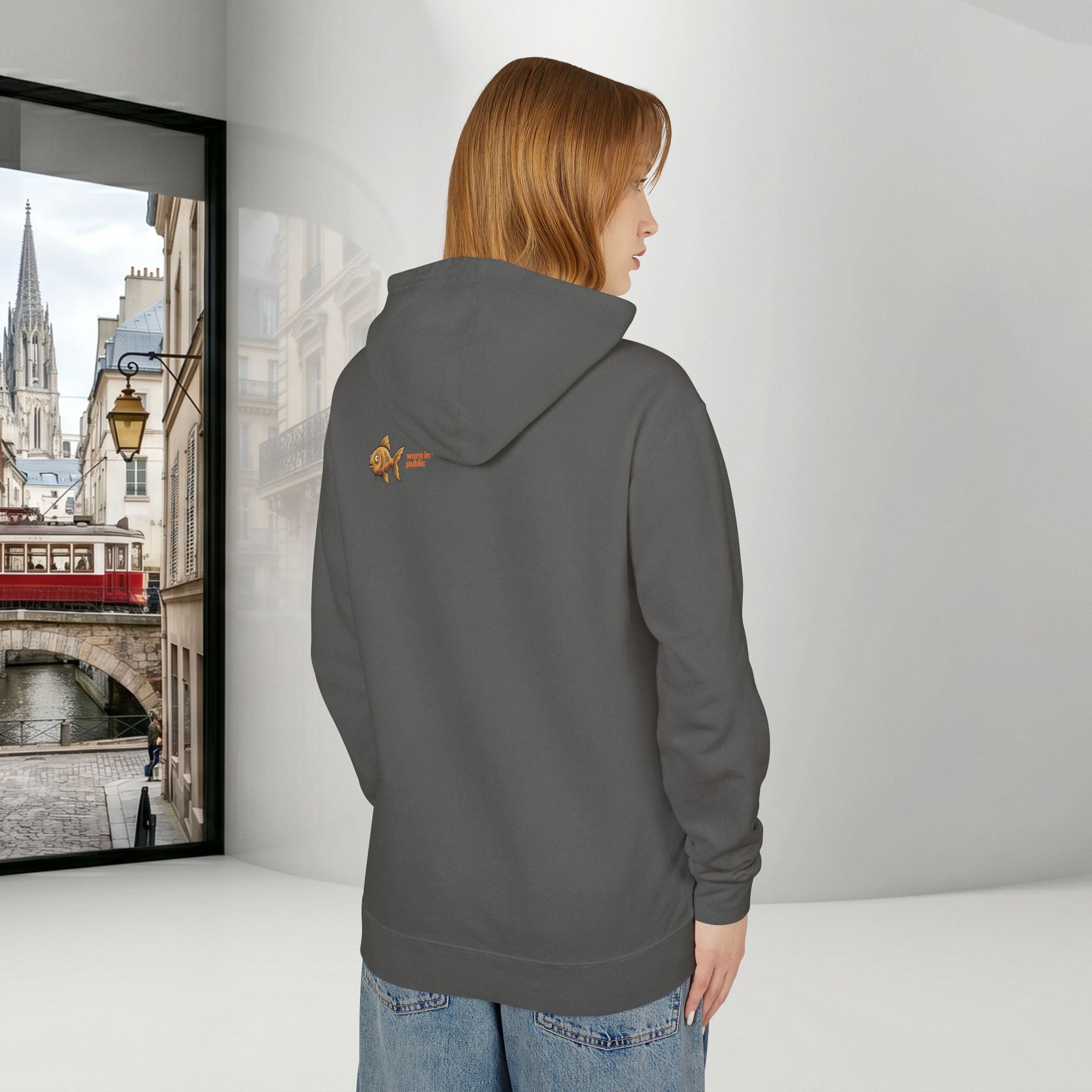 Fish Brain Substitution Plan Hoodie — Vintage Unisex Surreal Graphic Pullover