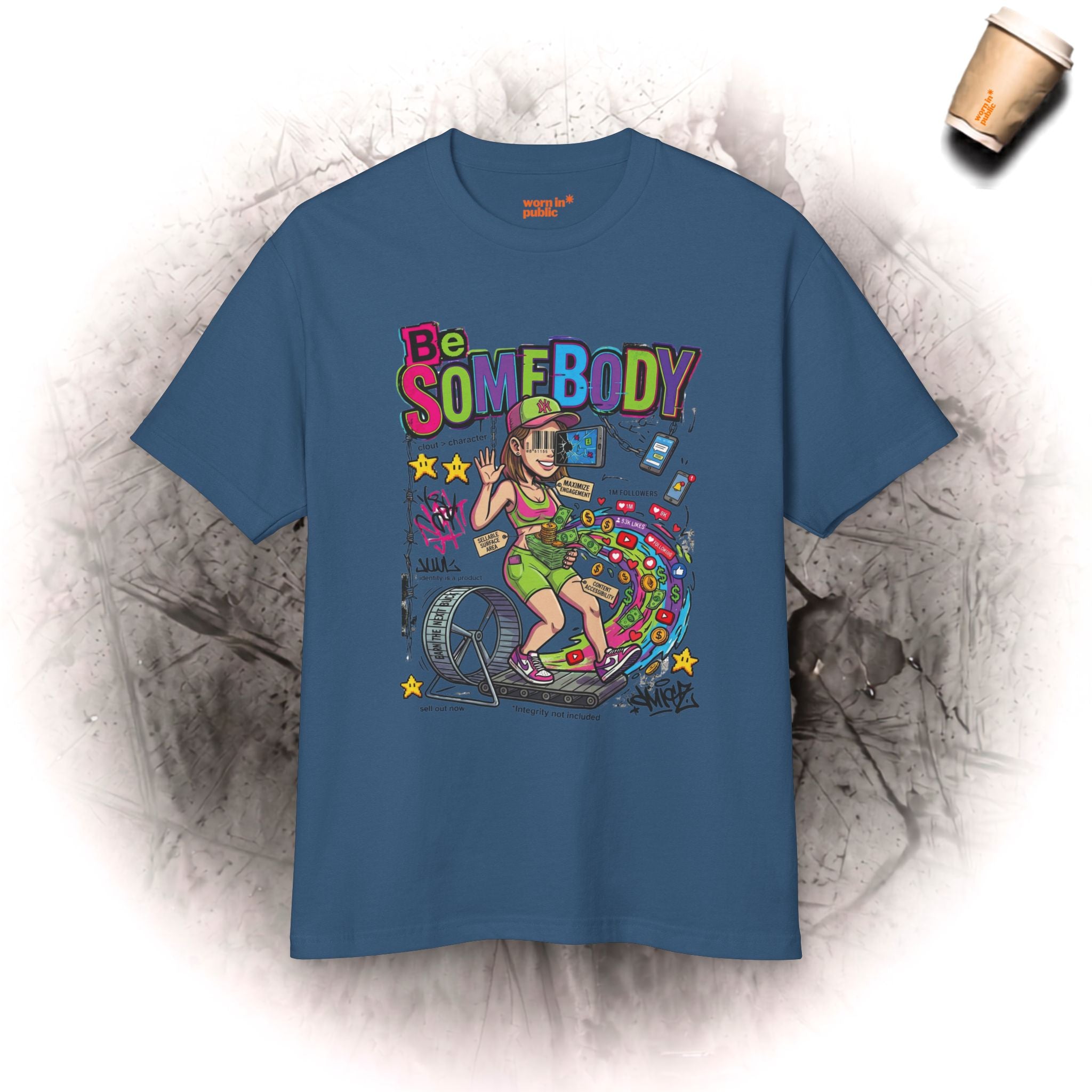 Sei Jemand | Sarkastisches Cartoon-T-Shirt für Damen im Vintage-Stil