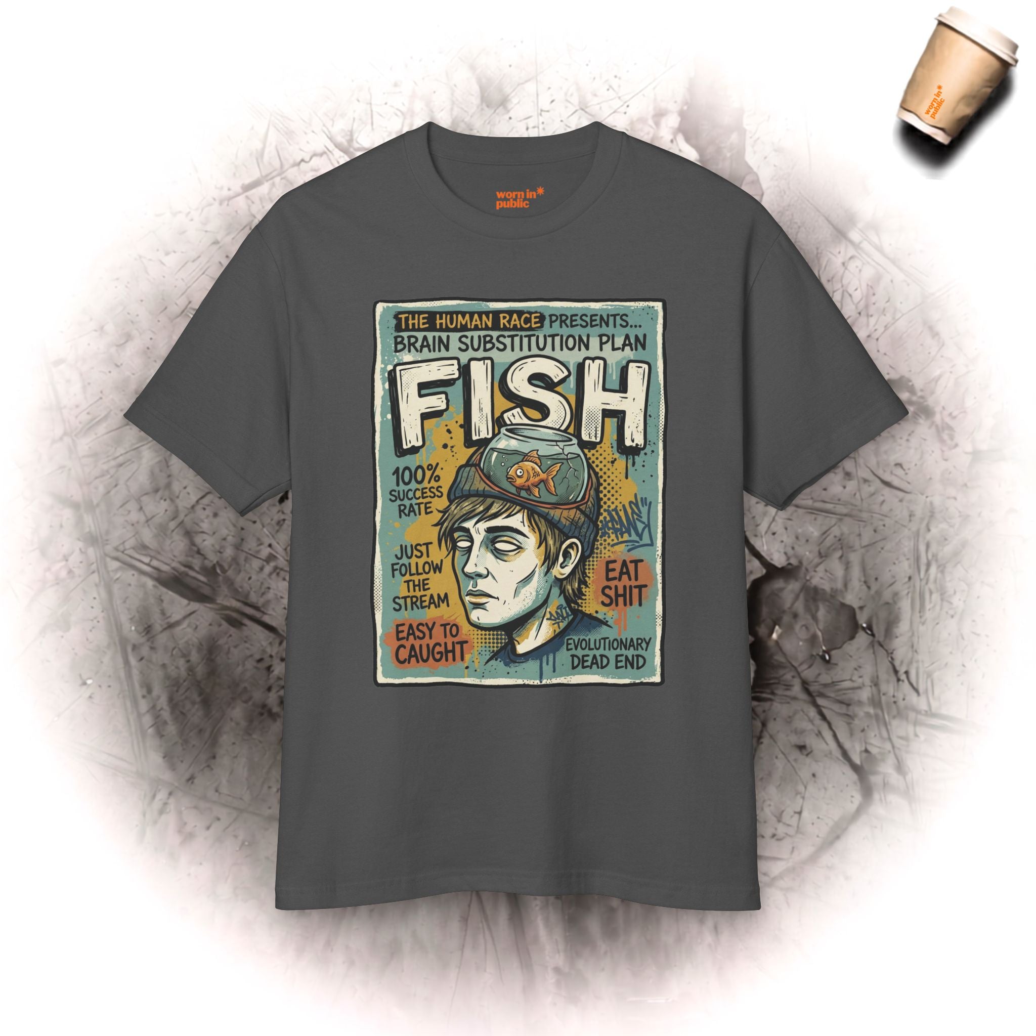 Fischhirn | Unisex Vintage Surreal Grafik T-Shirt