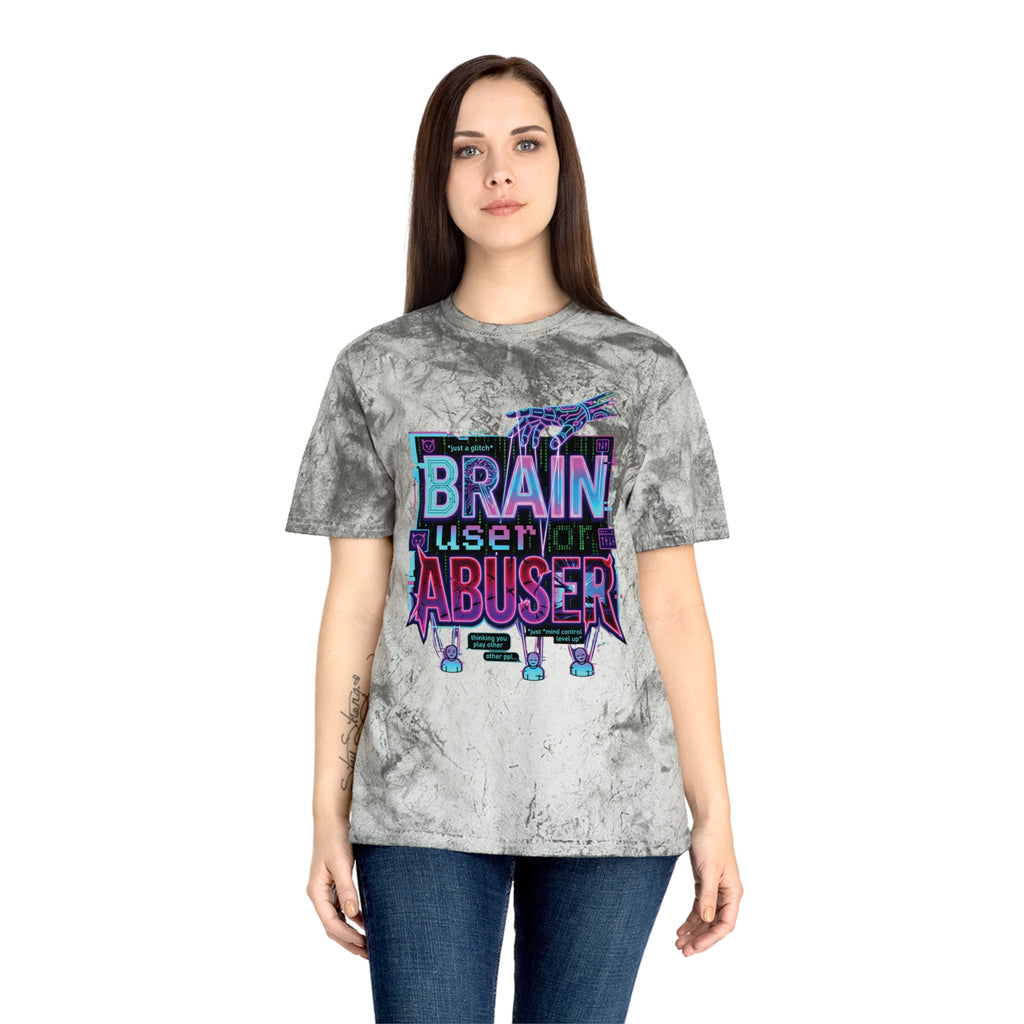 Brain User or Abuser GEN Z Premium Washed Graphic Tee — Retro Vaporwave 'Use Your Brain' Tie-Dye Shirt