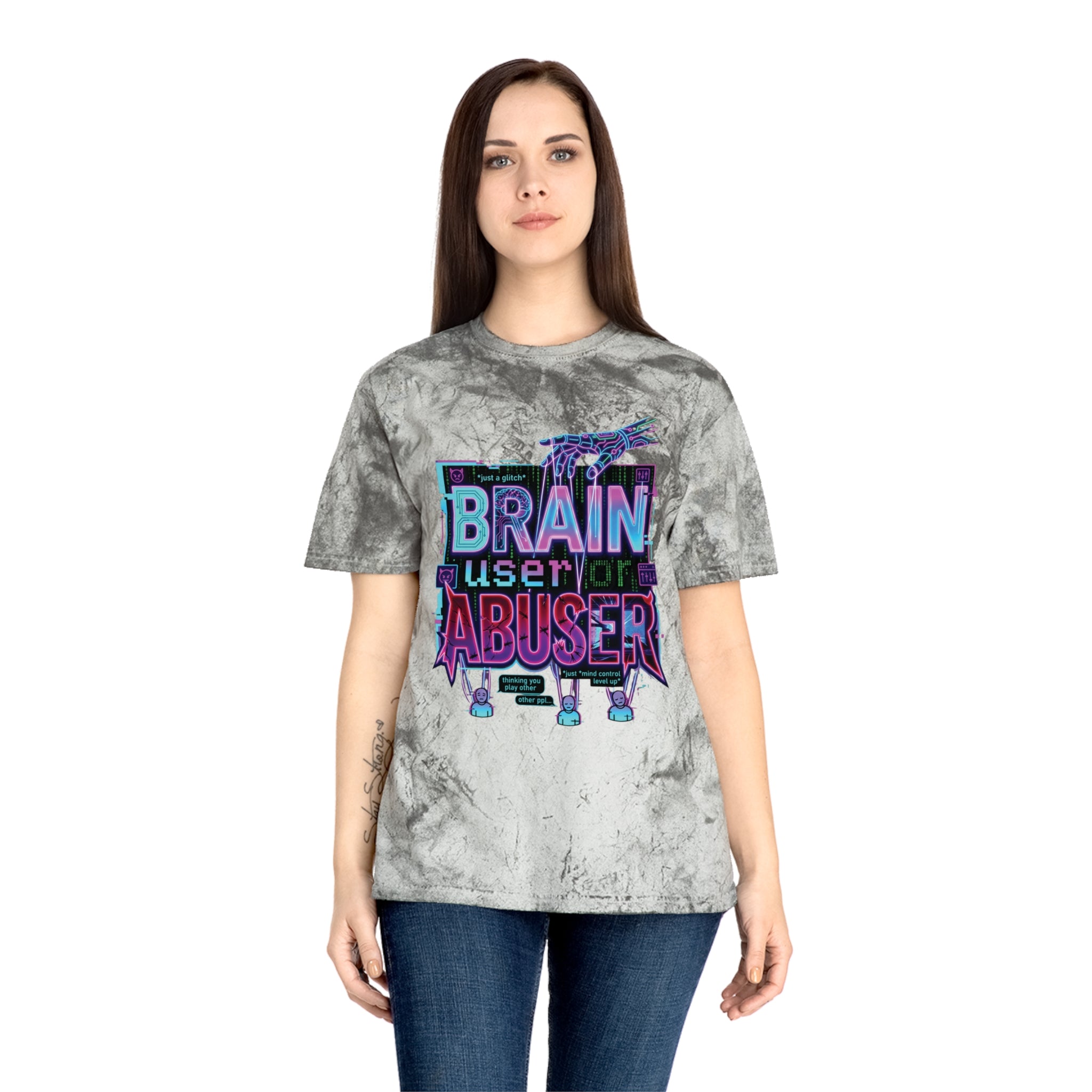 Brain User or Abuser GEN Z Premium Washed Graphic Tee — Retro Vaporwave 'Use Your Brain' Tie-Dye Shirt