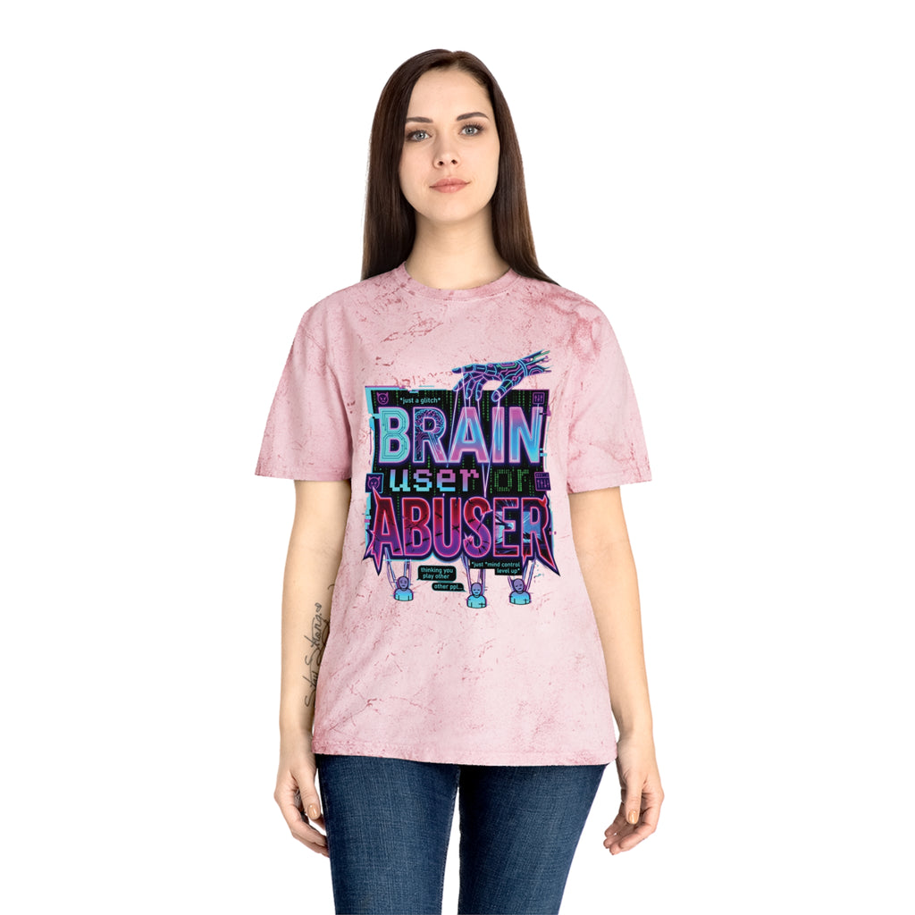 Brain User or Abuser GEN Z Premium Washed Graphic Tee — Retro Vaporwave 'Use Your Brain' Tie-Dye Shirt