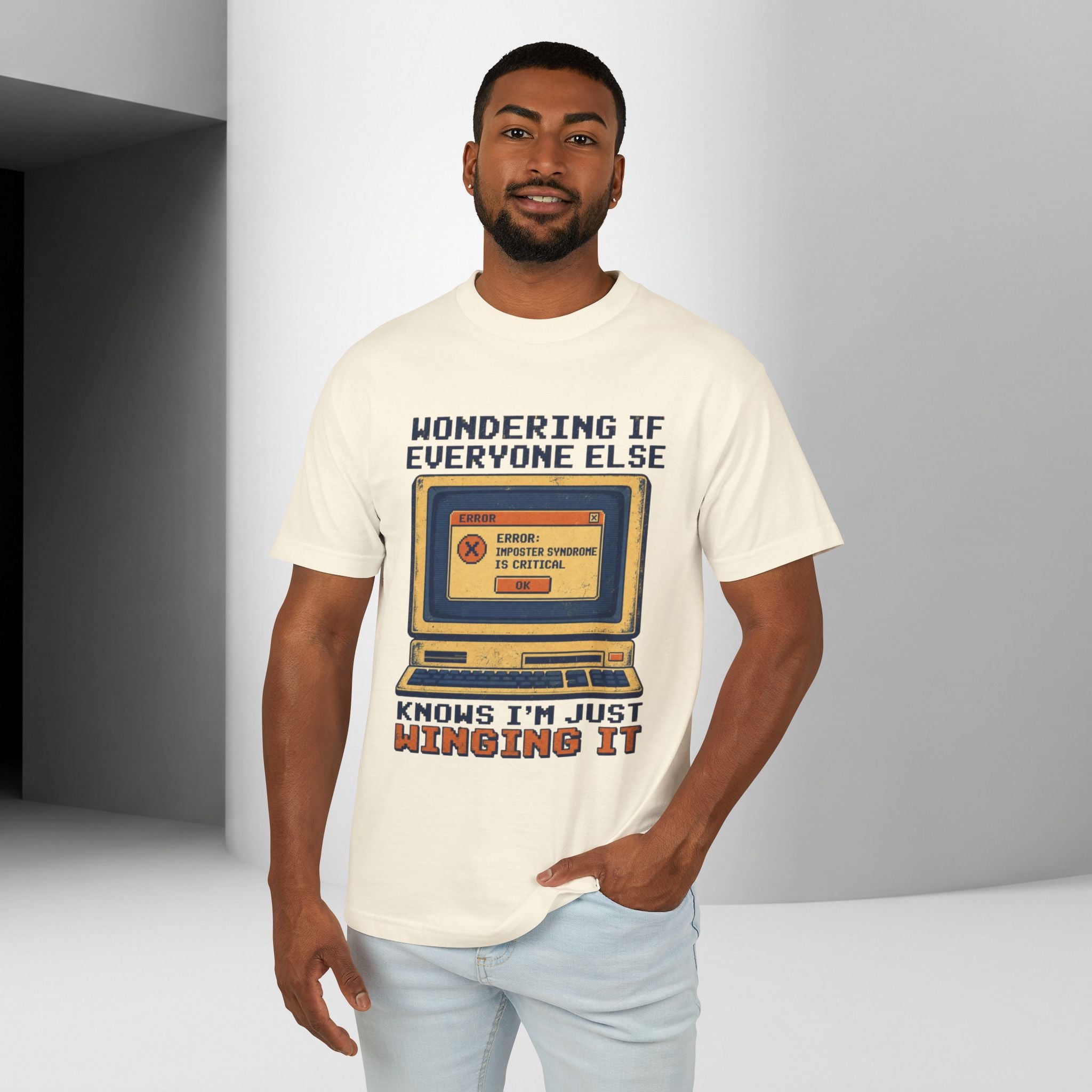 Winging It Retro Computer Unisex Tee — Funny Vintage Tech Graphic T-Shirt