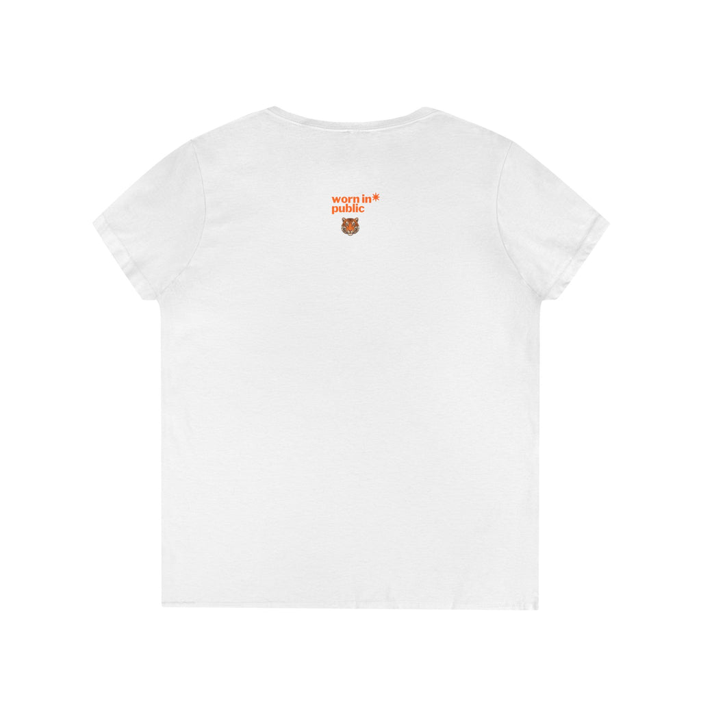 Kitten or Tiger? V-Neck T-Shirt | Cute Cat Illustration Pastel Graphic Tee