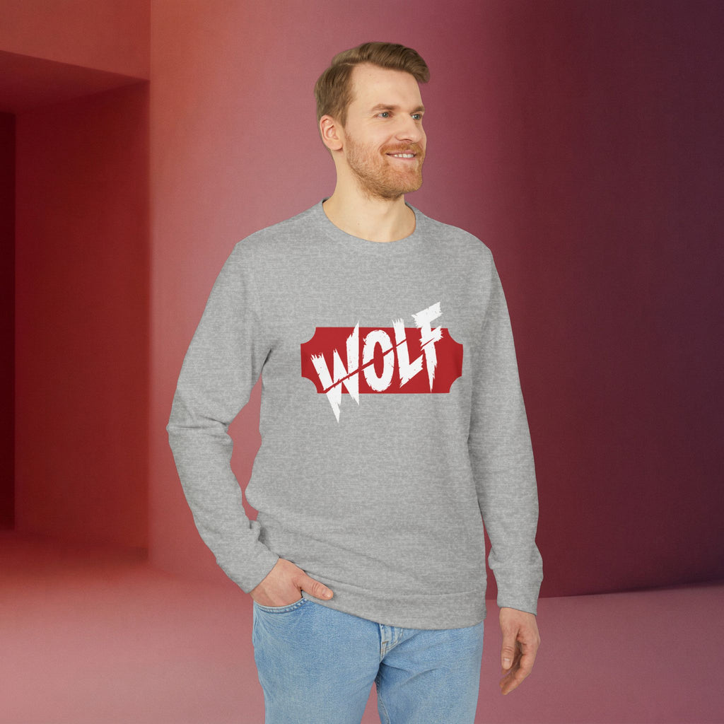 For a Wolf Crewneck Sweatshirt | Red Graphic Fleece Pullover