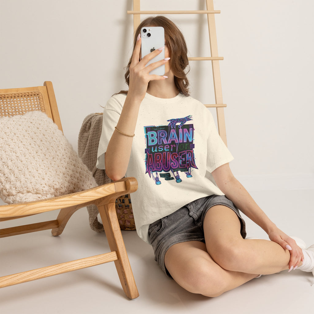Brain User or Abuser GEN Z Unisex Tee — Retro Cyberpunk "Use Your Brain" Graphic T-Shirt