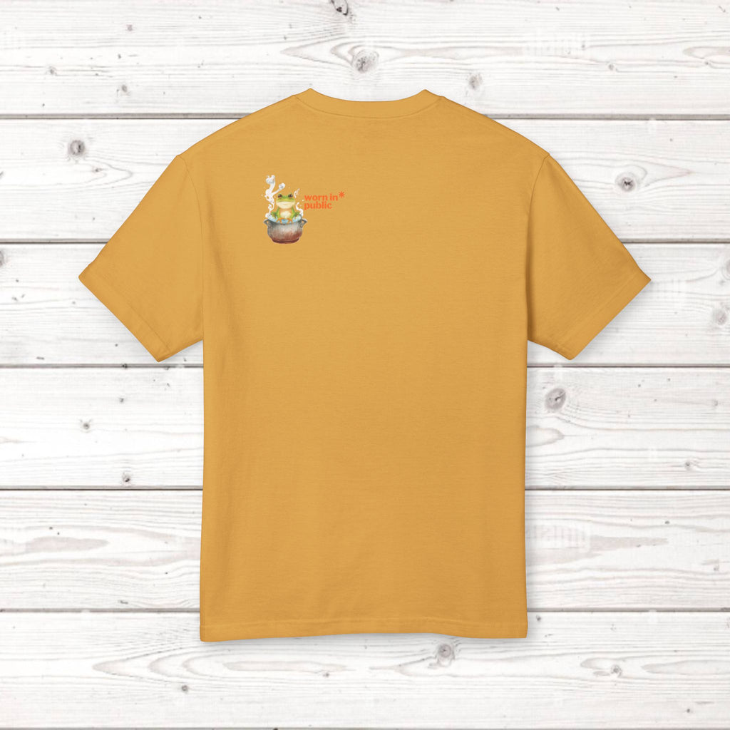 Graphic Unisex Tee — 'We Are Just The Frog in the Boiling Water' Funny Frog Shirt