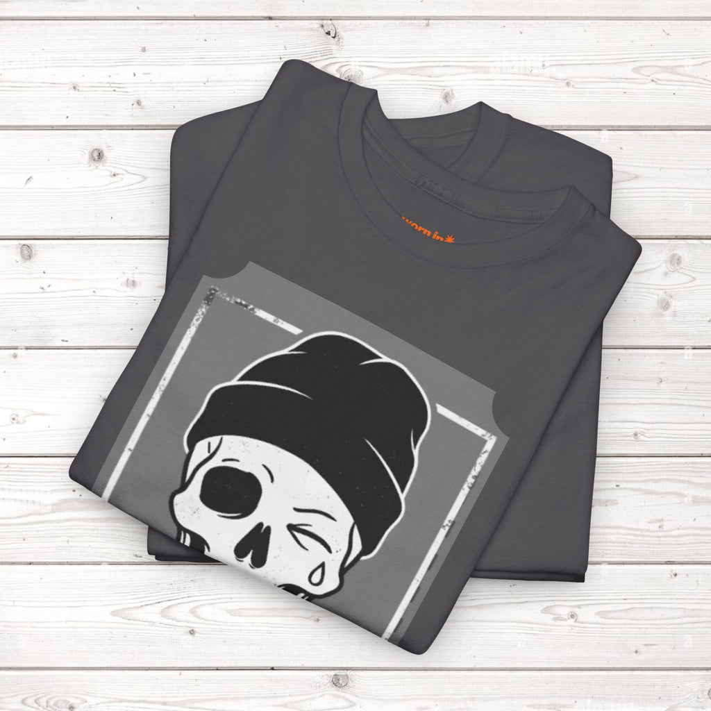 Too Tired To Care Skull T-Shirt | Funny Sarcastic Graphic Tee for the Exhausted