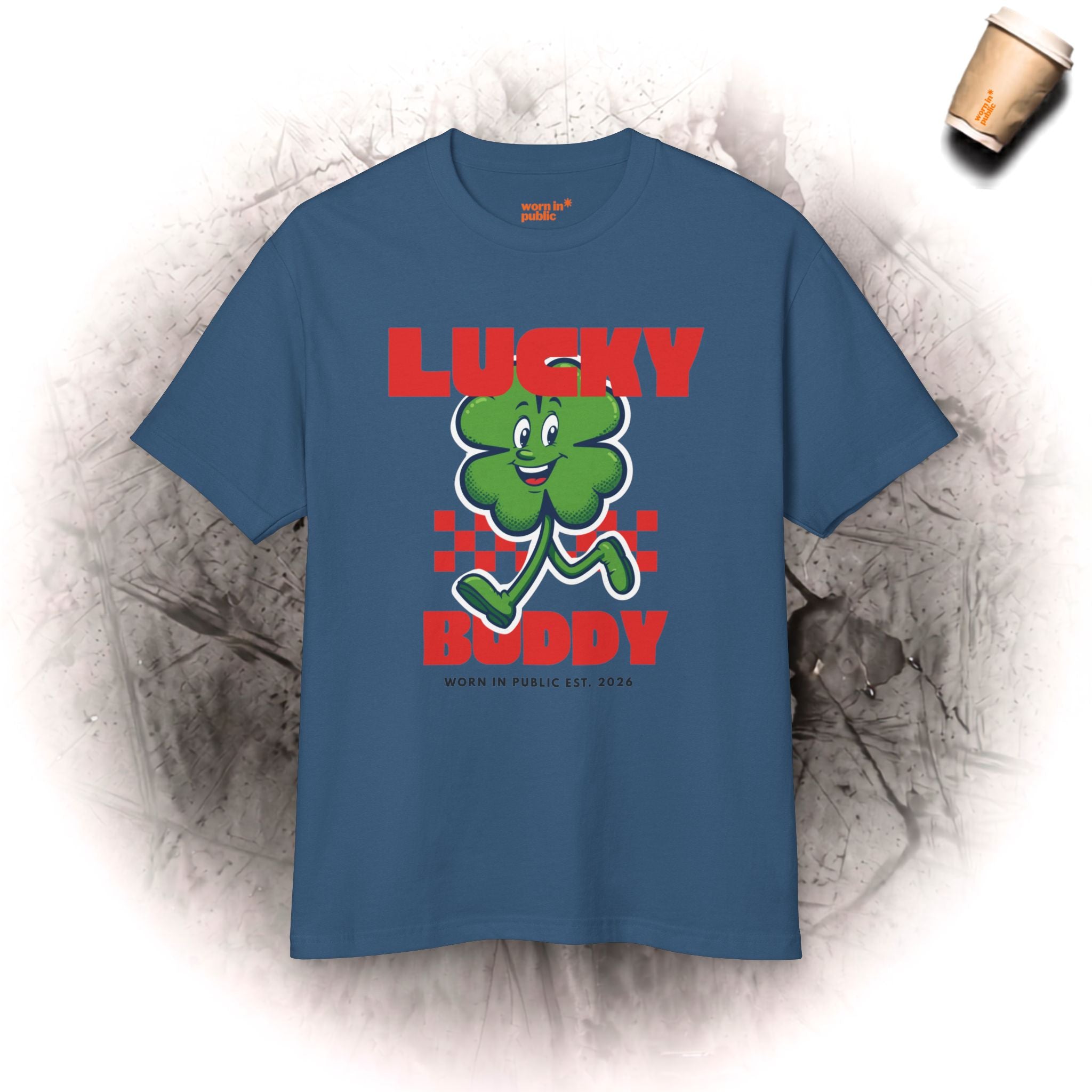 Glücklicher Kumpel Kleeblatt T-Shirt | Retro-Karo St. Patrick's Day Grafik-T-Shirt