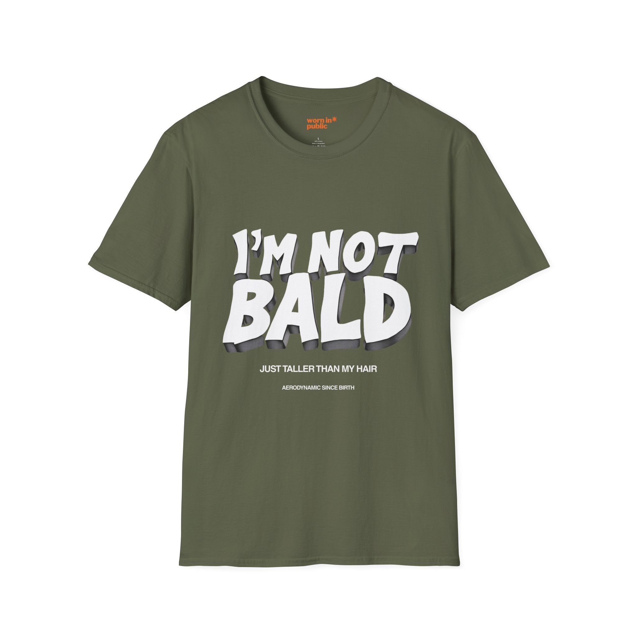 I'm Not Bald, I'm Aerodynamic T-Shirt | Funny Bald Guy Humor Tee for Men