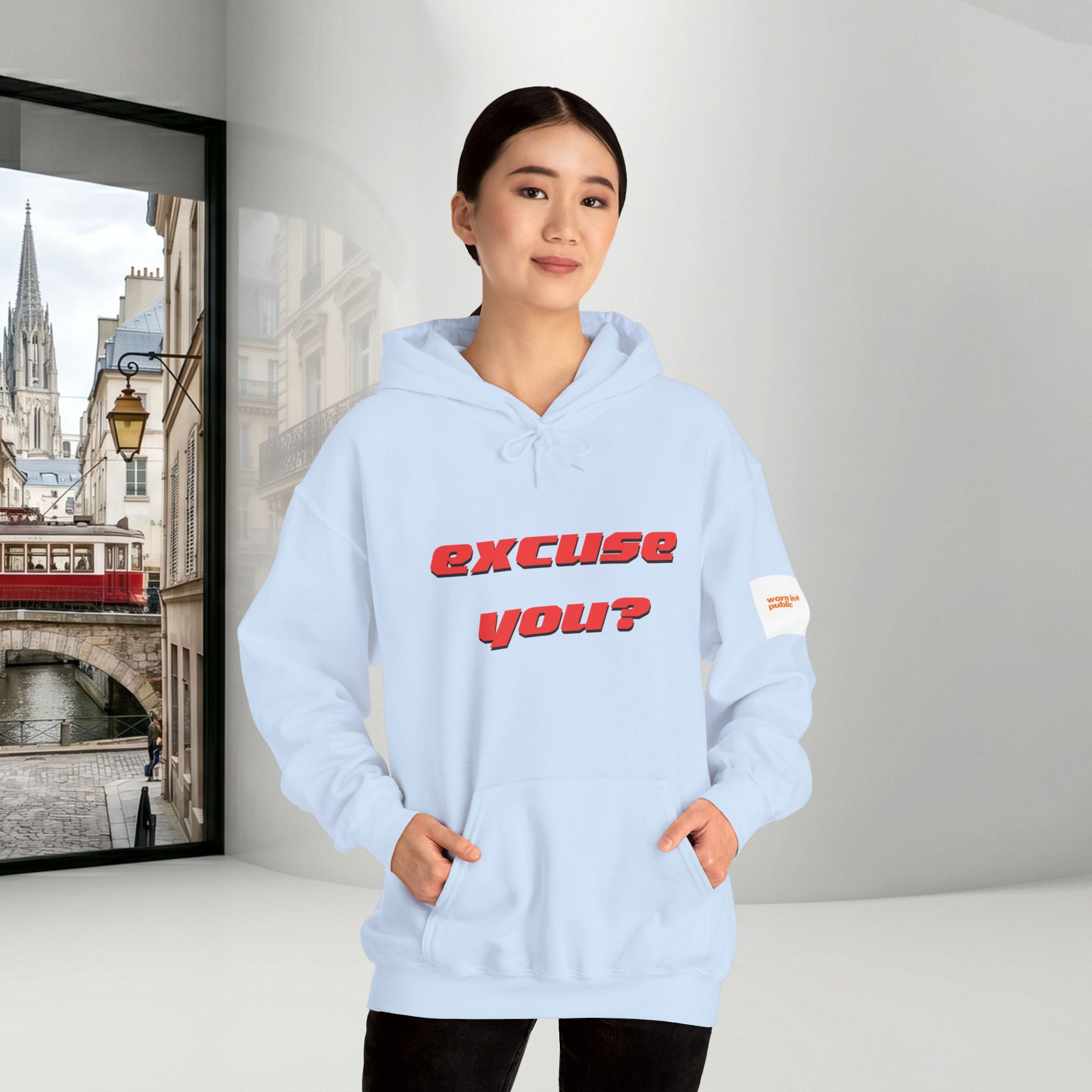 Excuse You? Hoodie | Retro Red Text Graphic Pullover