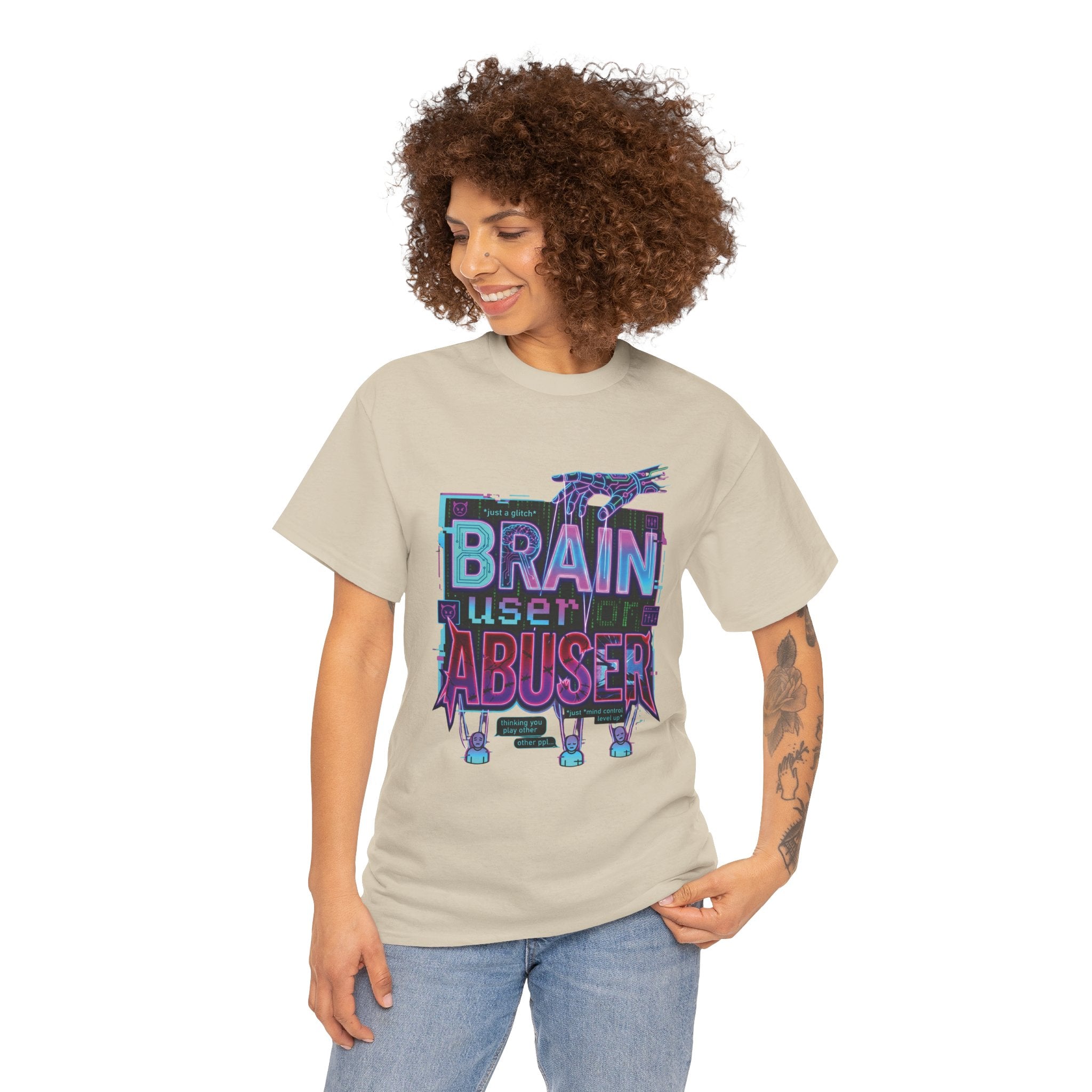 Brain User or Abuser GEN Z Unisex Tee — Retro Cyberpunk "Use Your Brain" Graphic T-Shirt