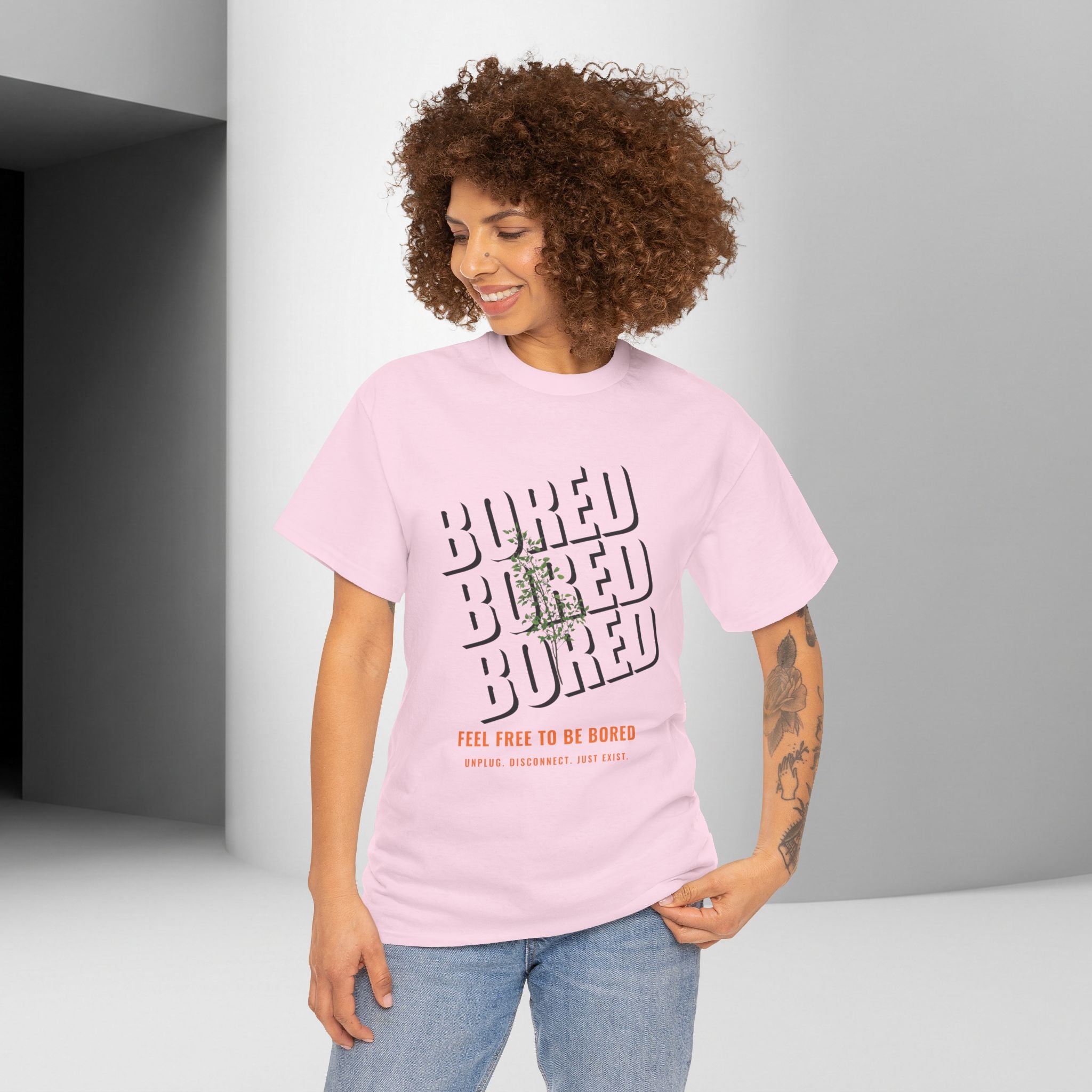 Unisex Botanical Tee — "Feel Free to Be Bored" Graphic T-Shirt