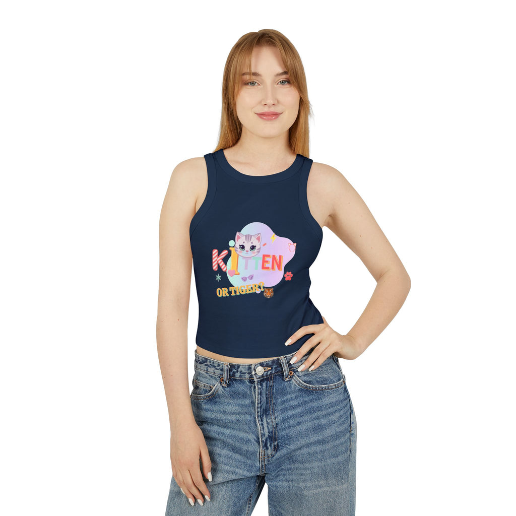 Kitten or Tiger Tank Top | Cute Pastel Cat Graphic with Retro Letters