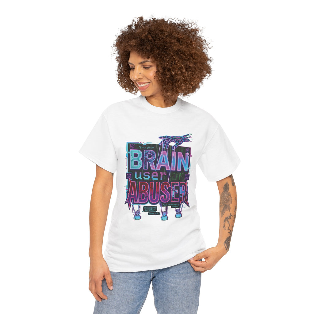 Brain User or Abuser GEN Z Unisex Tee — Retro Cyberpunk "Use Your Brain" Graphic T-Shirt