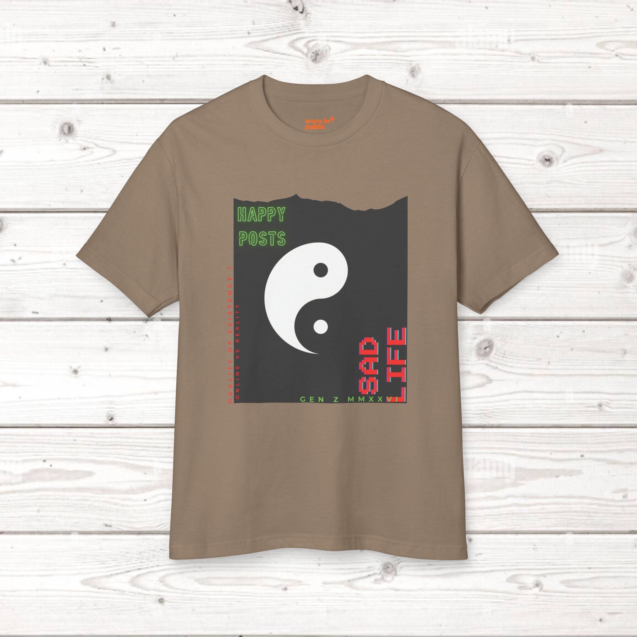 Yin Yang 'Happy Posts / Sad Life' | Vintage Garment-Dyed Unisex Graphic Tee