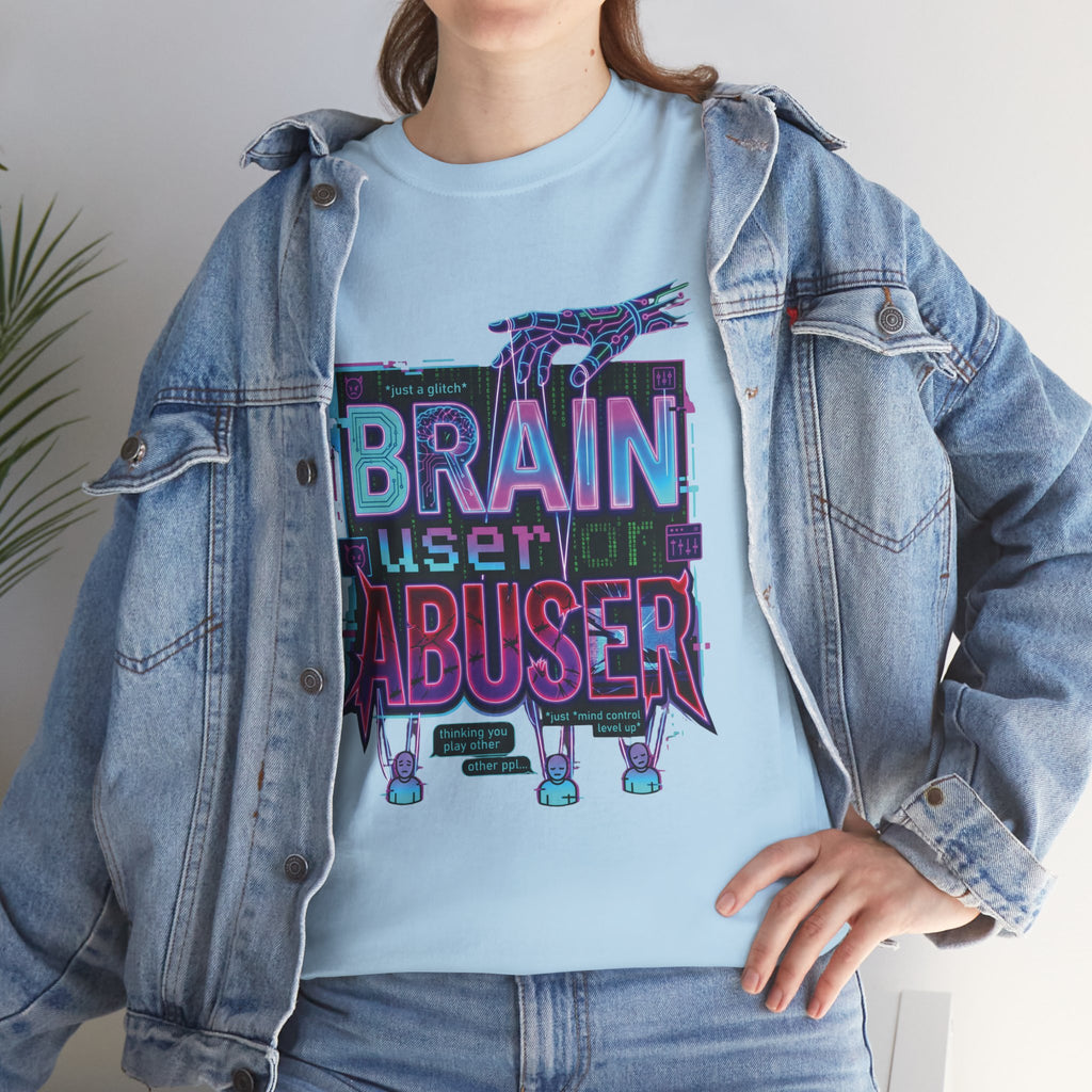 Brain User or Abuser GEN Z Unisex Tee — Retro Cyberpunk "Use Your Brain" Graphic T-Shirt