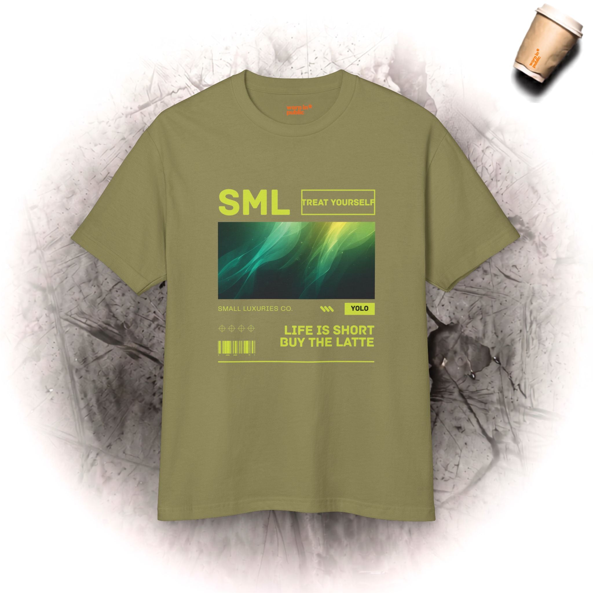 Luxuries of Life Neon Abstrakte Wellen-T-Shirt | Barcode-Grafik-T-Shirt