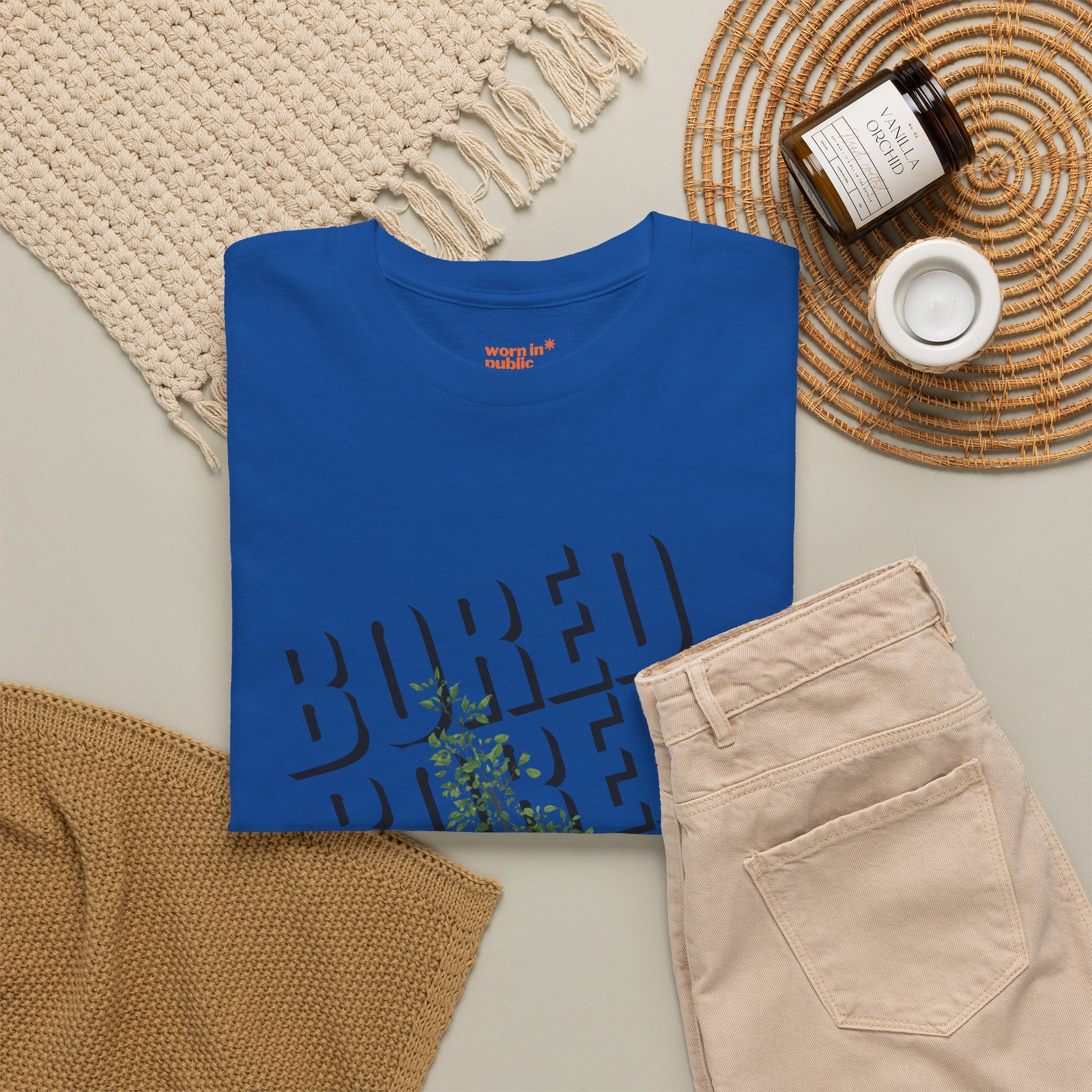 Unisex Botanical Tee — "Feel Free to Be Bored" Graphic T-Shirt