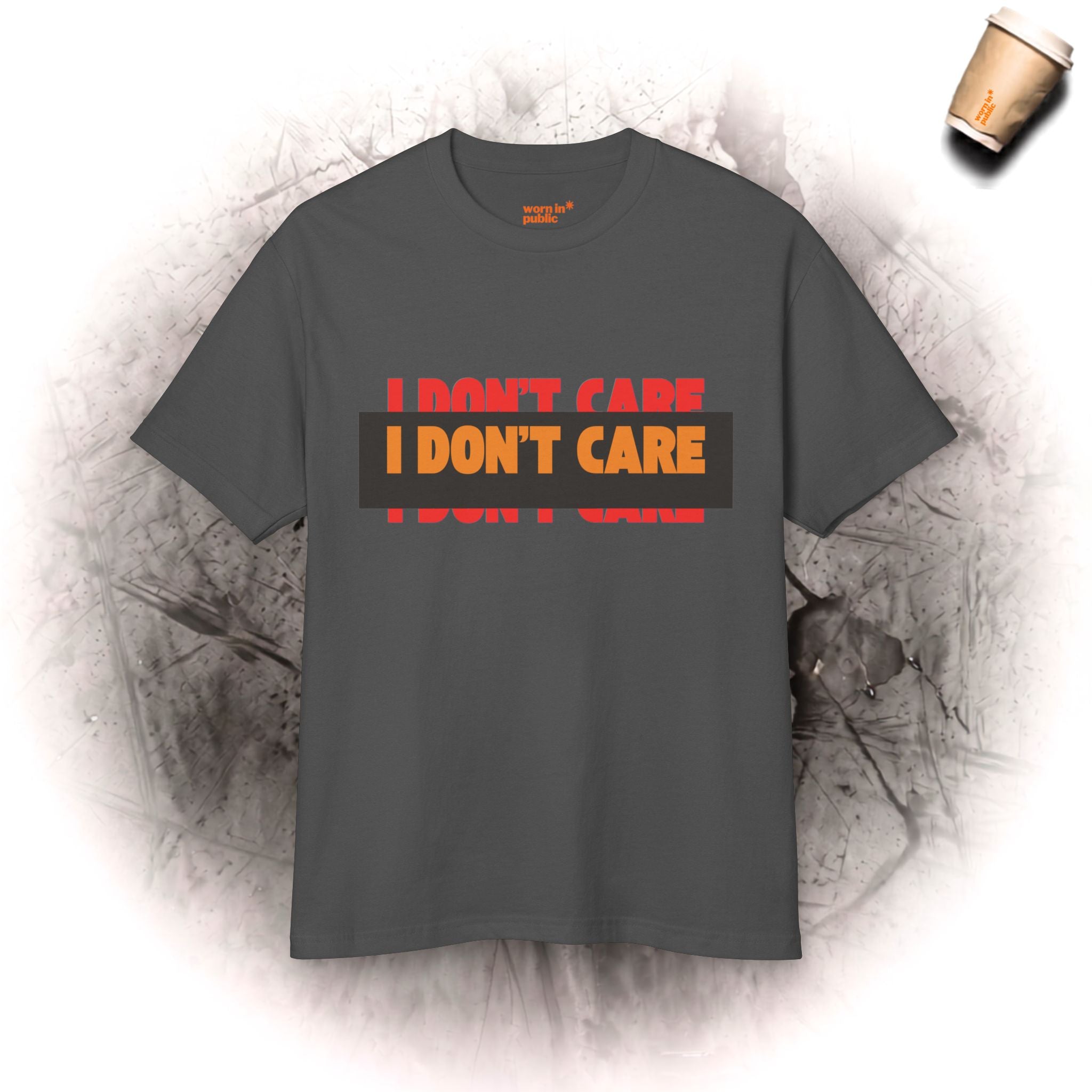 T-Shirt mit „I Don't Care“-Aufdruck | Statement-Shirt mit „I DON'T CARE“-Print
