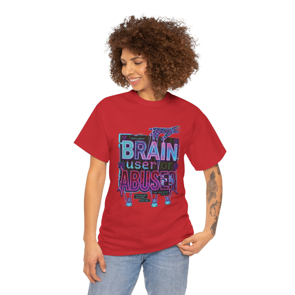 Brain User or Abuser GEN Z Unisex Tee — Retro Cyberpunk "Use Your Brain" Graphic T-Shirt