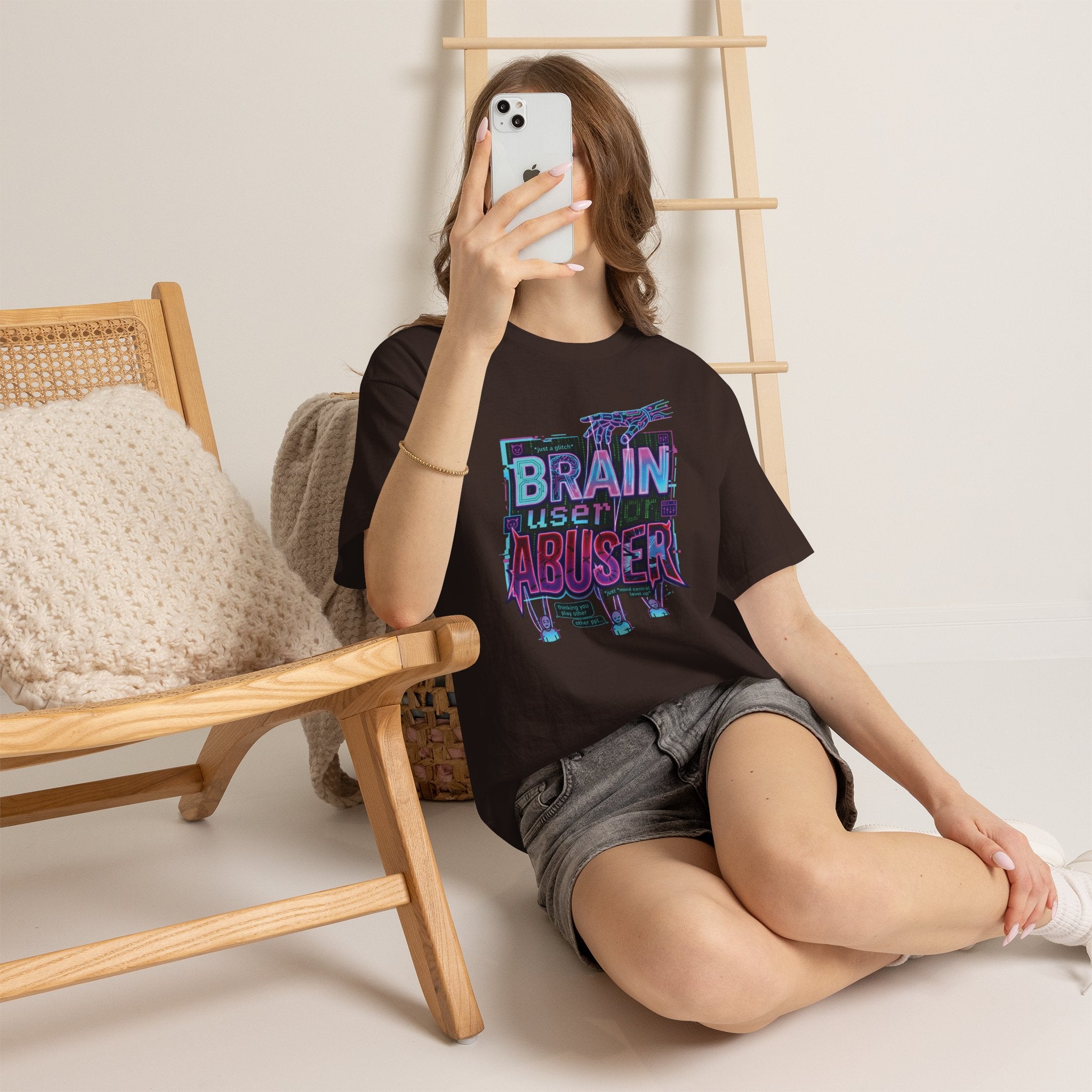 Brain User or Abuser GEN Z Unisex Tee — Retro Cyberpunk "Use Your Brain" Graphic T-Shirt