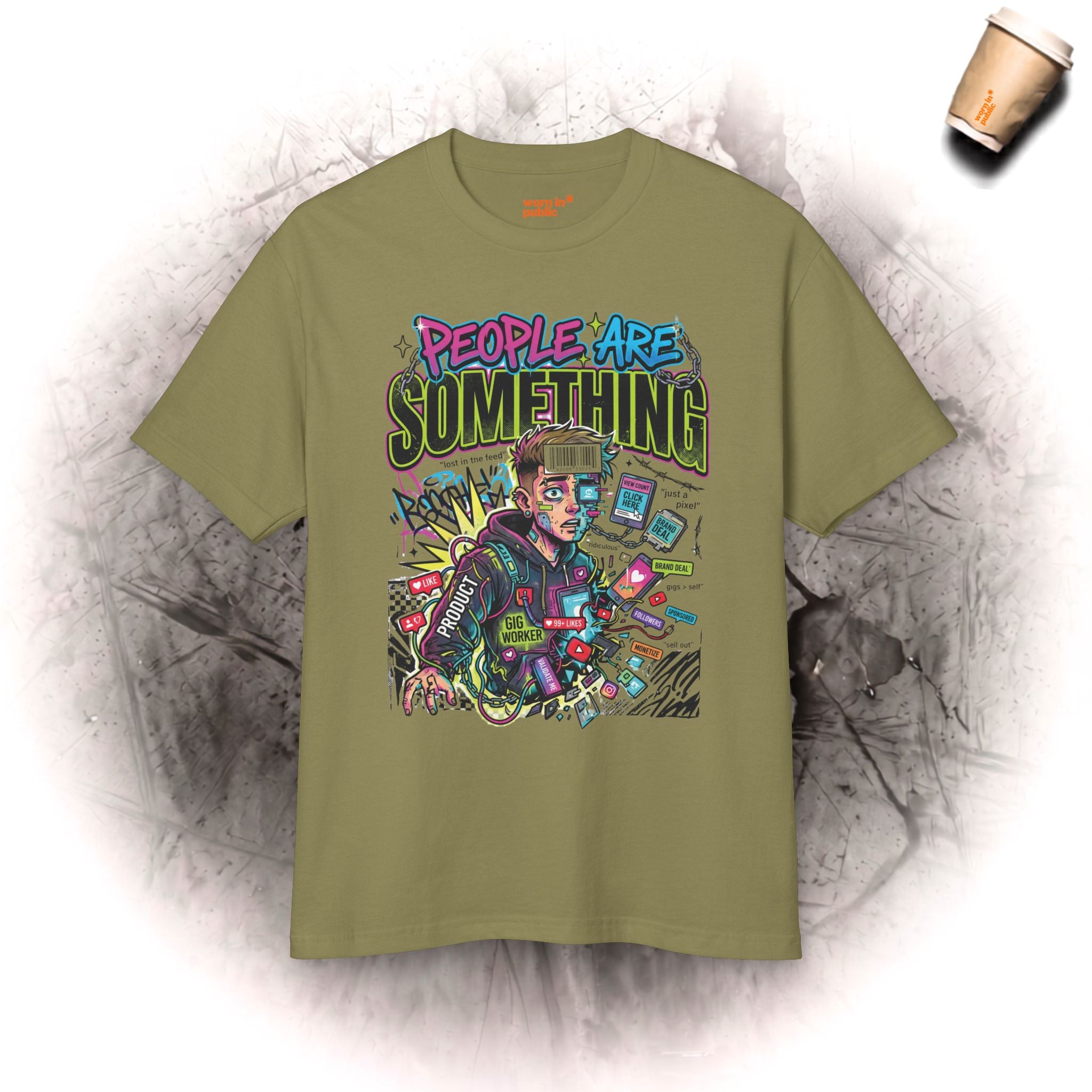 Menschen Sind Etwas | Unisex Retro Cyber Pop Art Grafik-T-Shirt