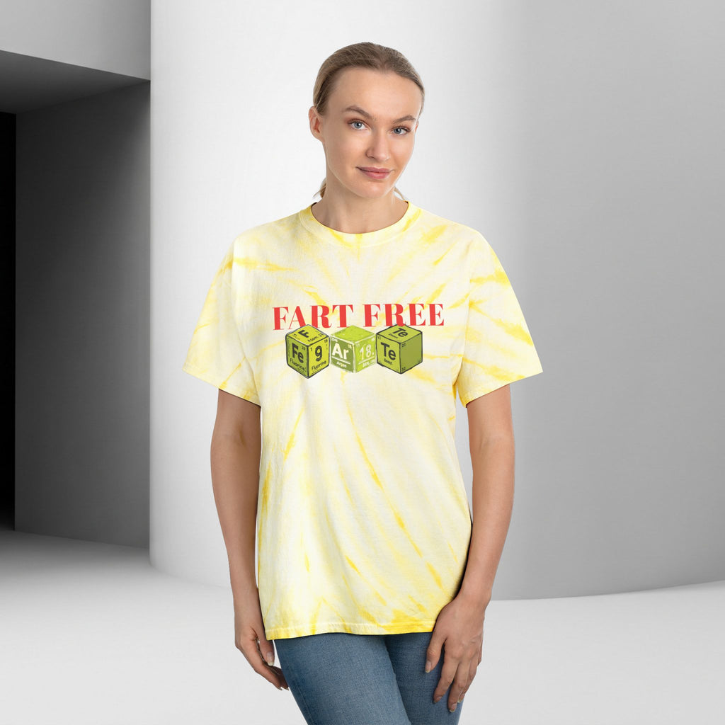 Fart Free Tie-Dye T-Shirt | Funny Graphic Tee in Cyclone Yellow