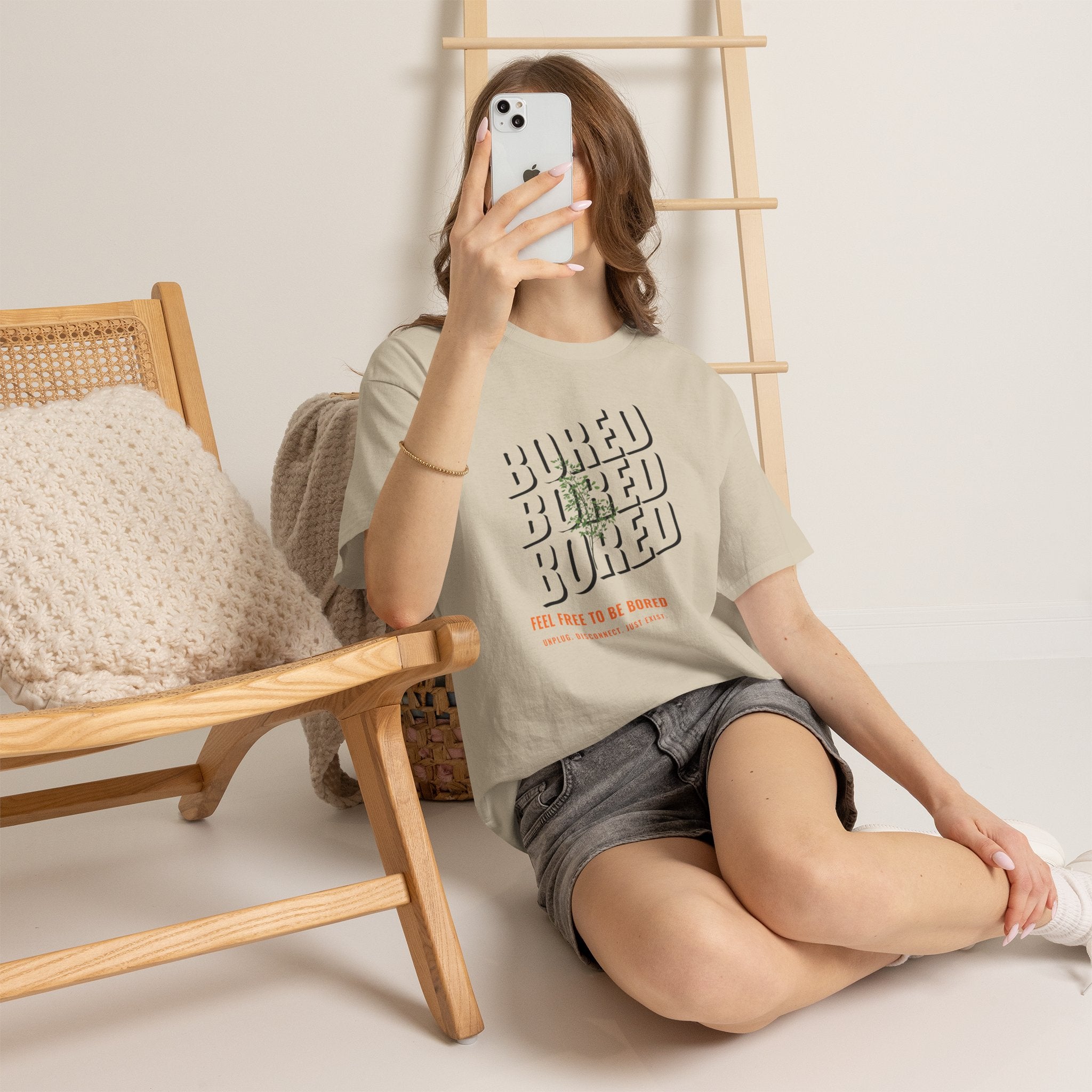 Unisex Botanical Tee — "Feel Free to Be Bored" Graphic T-Shirt