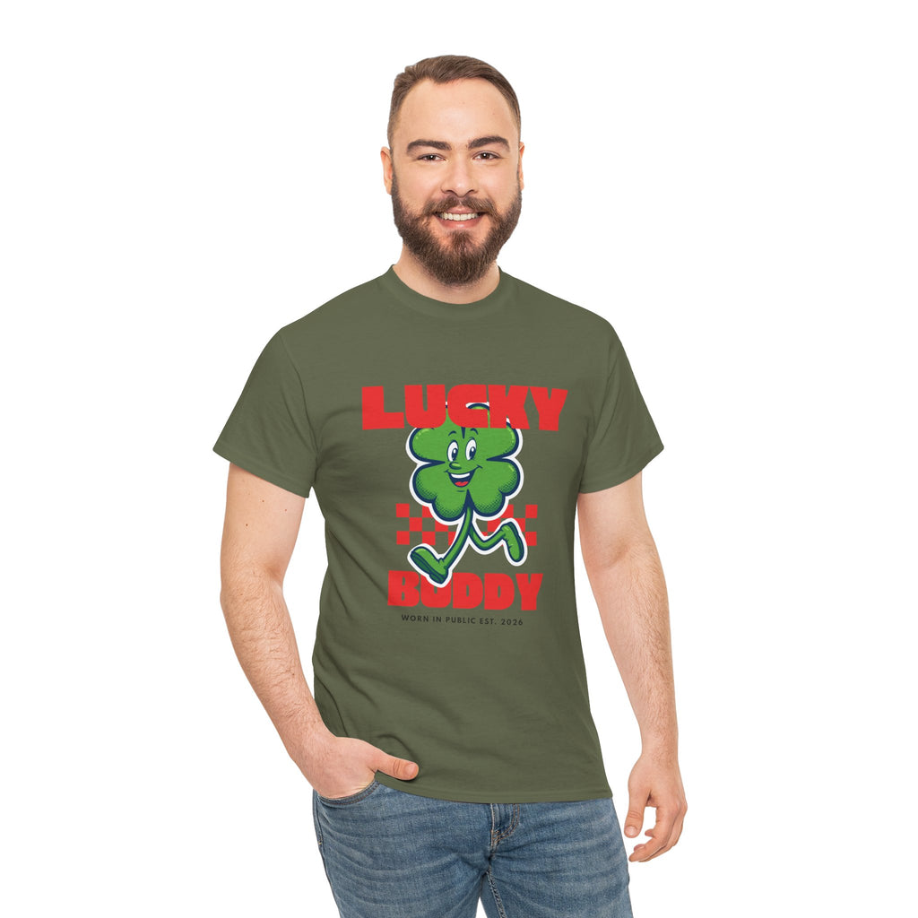 Lucky Buddy Clover T-Shirt | Retro Checker St. Patrick's Day Graphic Tee