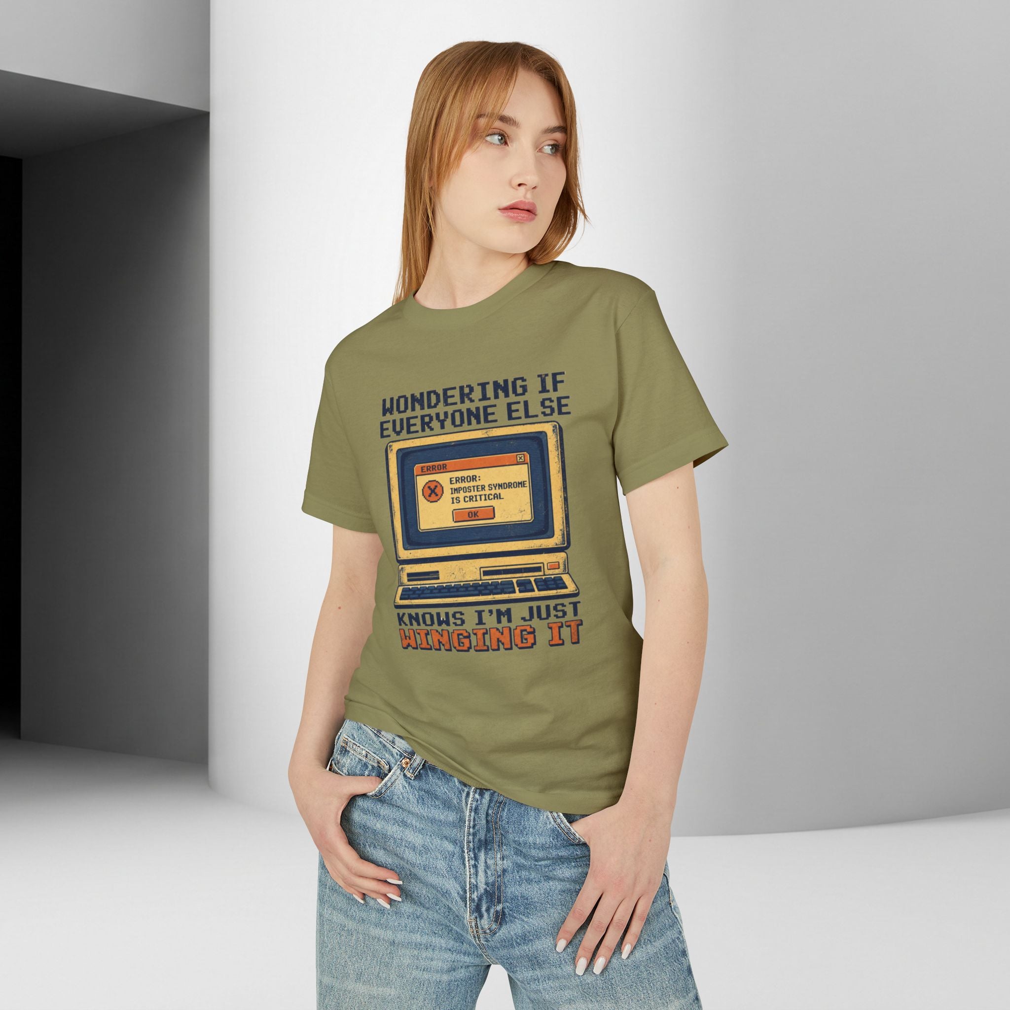 Winging It Retro Computer Unisex Tee — Funny Vintage Tech Graphic T-Shirt