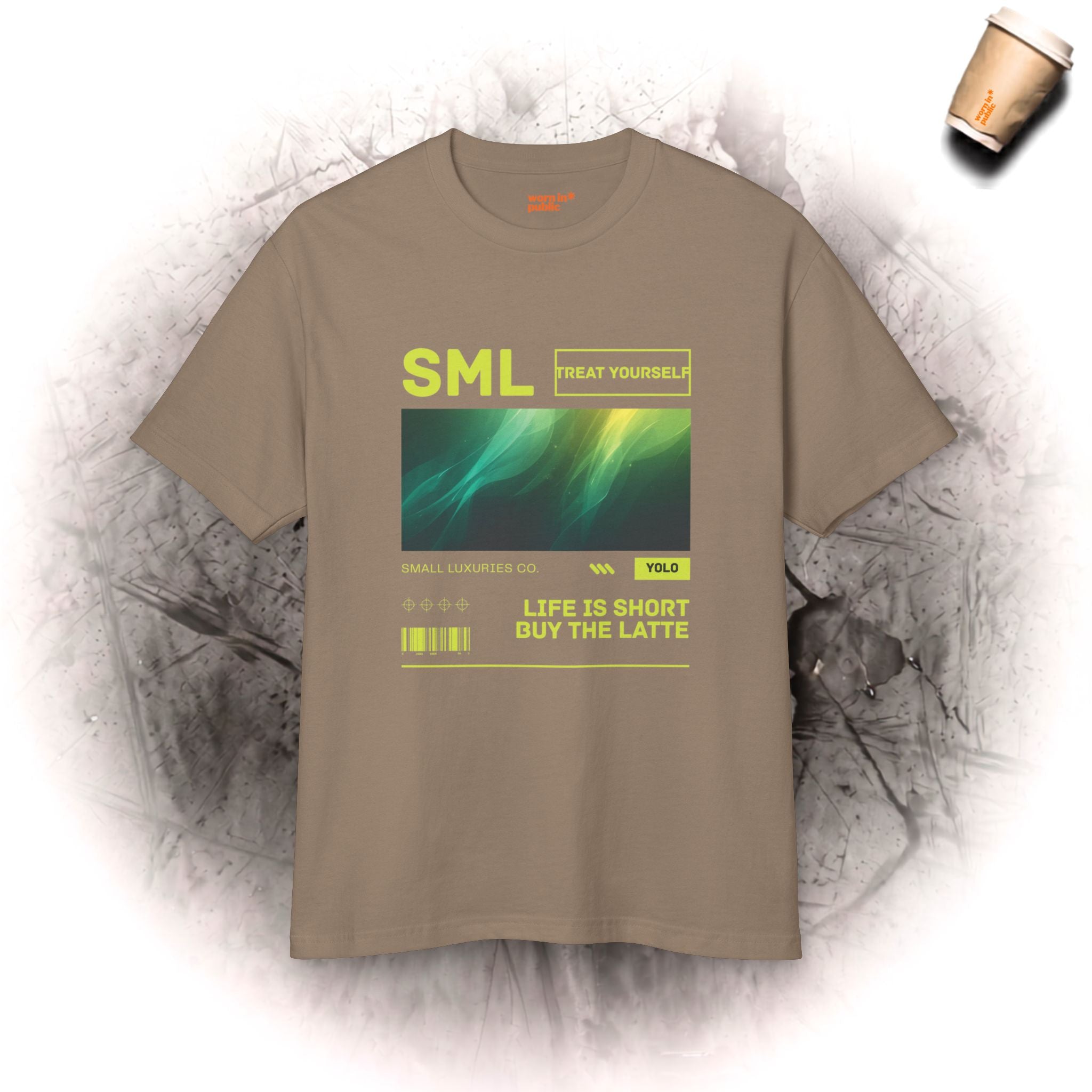 Luxuries of Life Neon Abstrakte Wellen-T-Shirt | Barcode-Grafik-T-Shirt