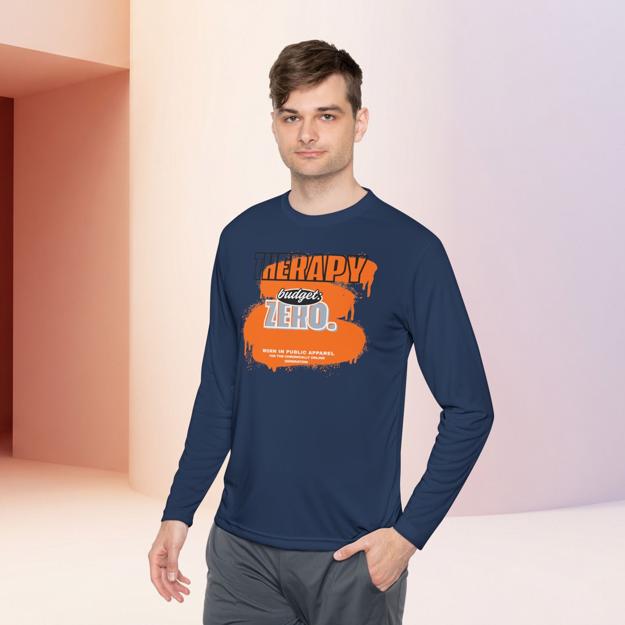 Therapy Budget Zero Long Sleeve Tee | Funny Mental Health Humor Shirt