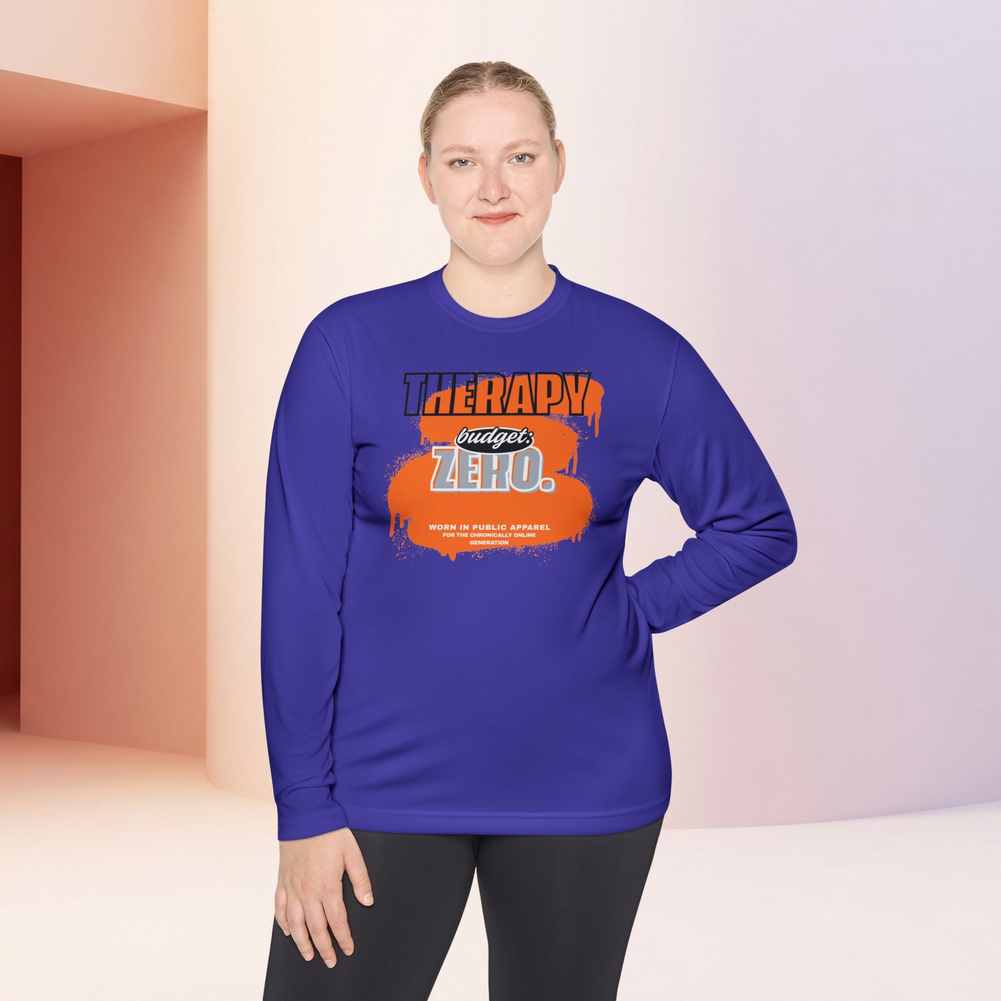Therapy Budget Zero Long Sleeve Tee | Funny Mental Health Humor Shirt