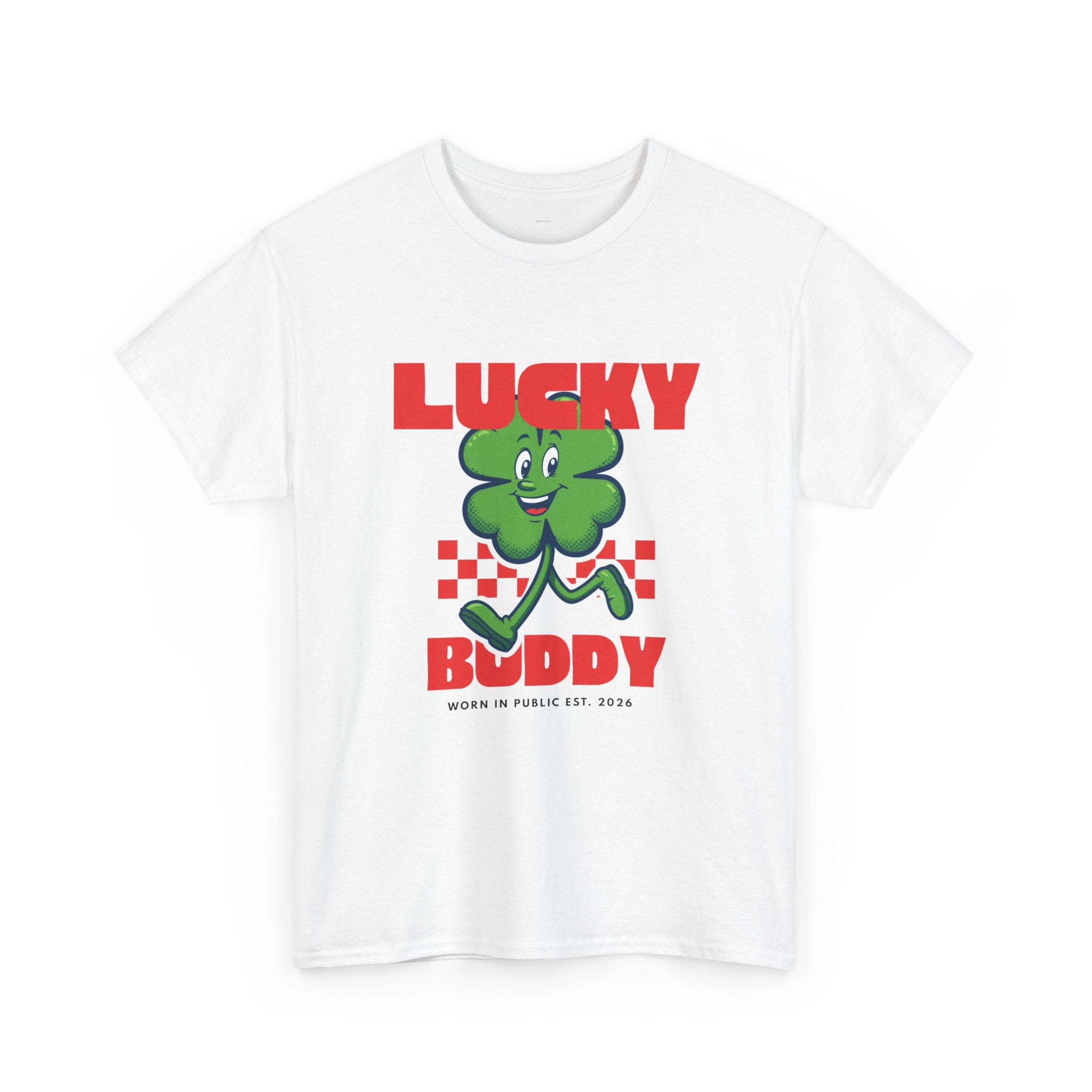 Lucky Buddy Clover T-Shirt | Retro Checker St. Patrick's Day Graphic Tee