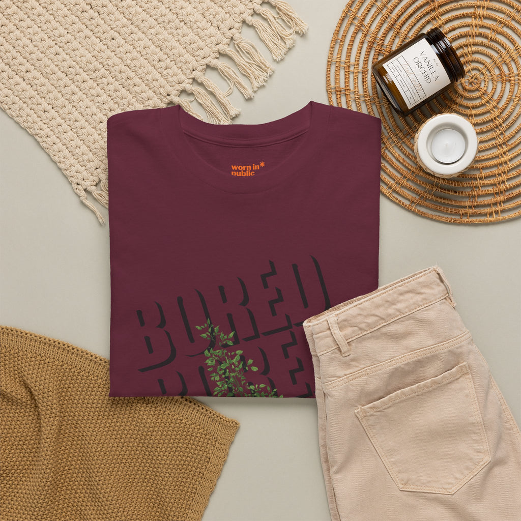 Unisex Botanical Tee — "Feel Free to Be Bored" Graphic T-Shirt