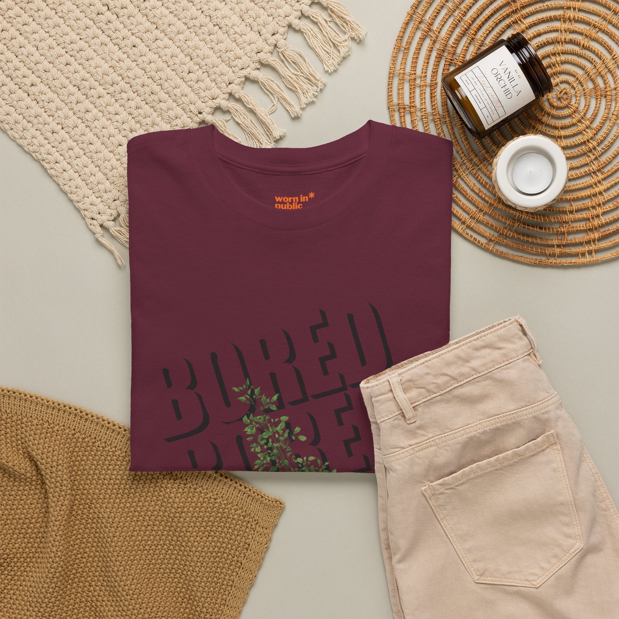 Unisex Botanical Tee — "Feel Free to Be Bored" Graphic T-Shirt