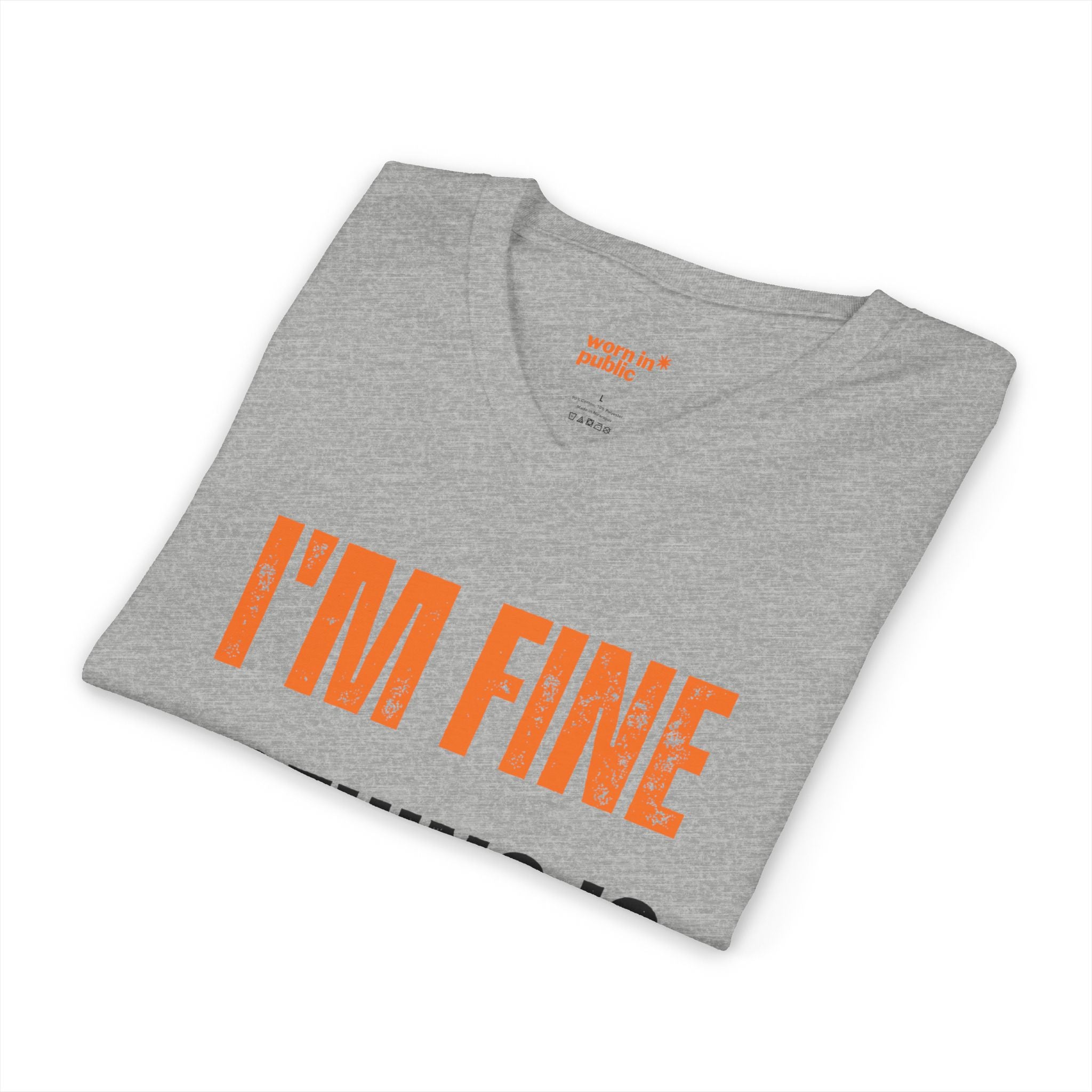I'm Fine Nothing Is Fine V-Neck Tee | Sarcastic Mental Health Humor Shirt