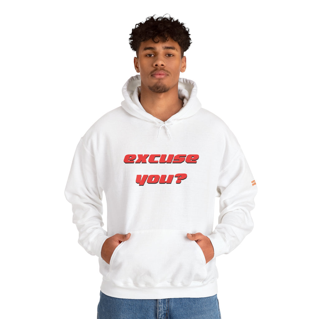 Excuse You? Hoodie | Retro Red Text Graphic Pullover