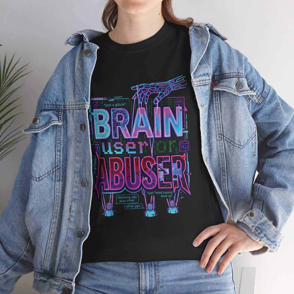 Brain User or Abuser GEN Z Unisex Tee — Retro Cyberpunk "Use Your Brain" Graphic T-Shirt