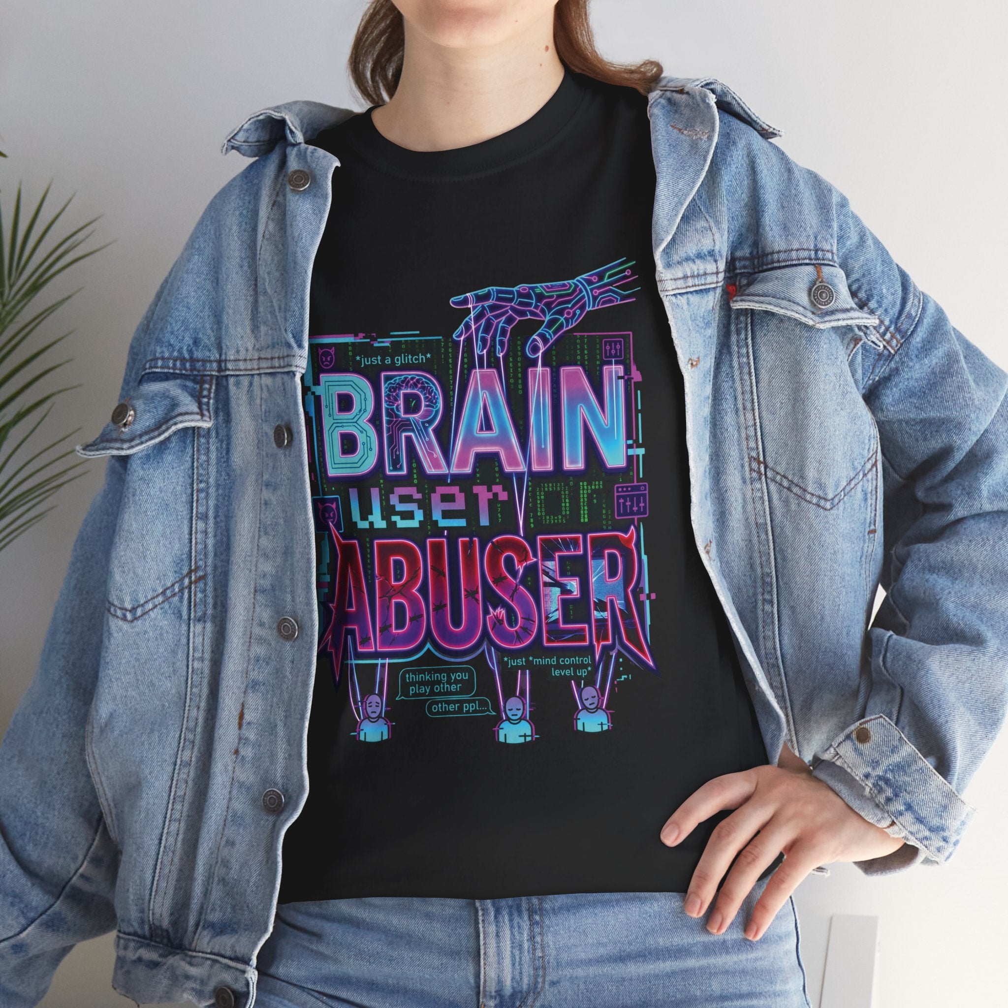 Brain User or Abuser GEN Z Unisex Tee — Retro Cyberpunk "Use Your Brain" Graphic T-Shirt