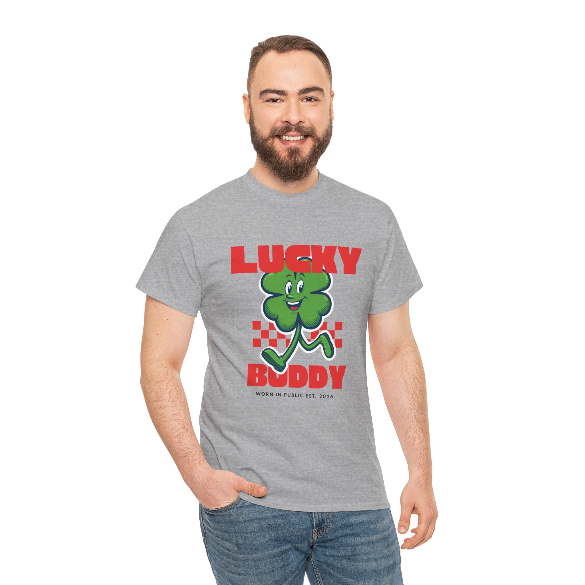 Lucky Buddy Clover T-Shirt | Retro Checker St. Patrick's Day Graphic Tee