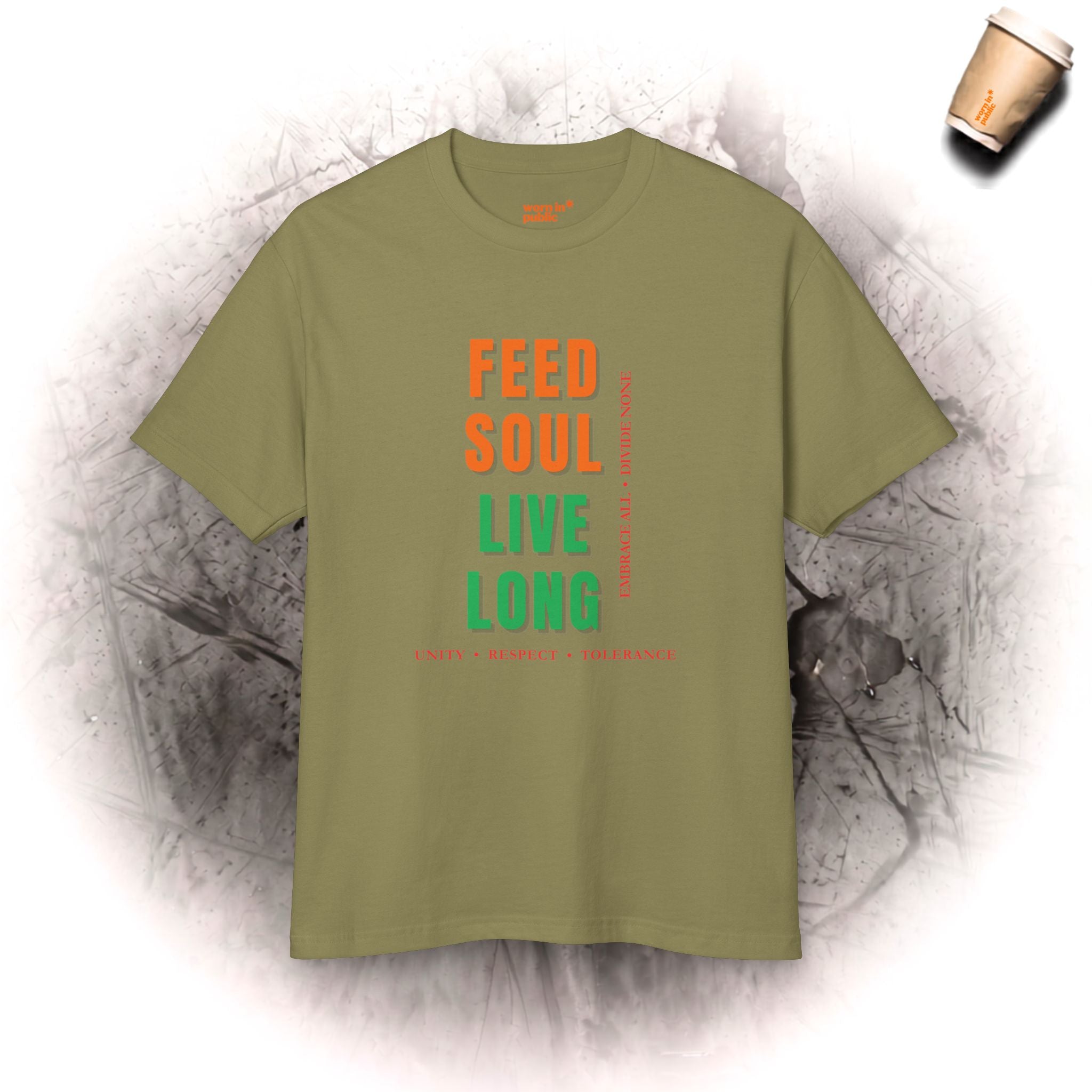 Feed Soul Live Long | Retro Unity Unisex Grafik-T-Shirt