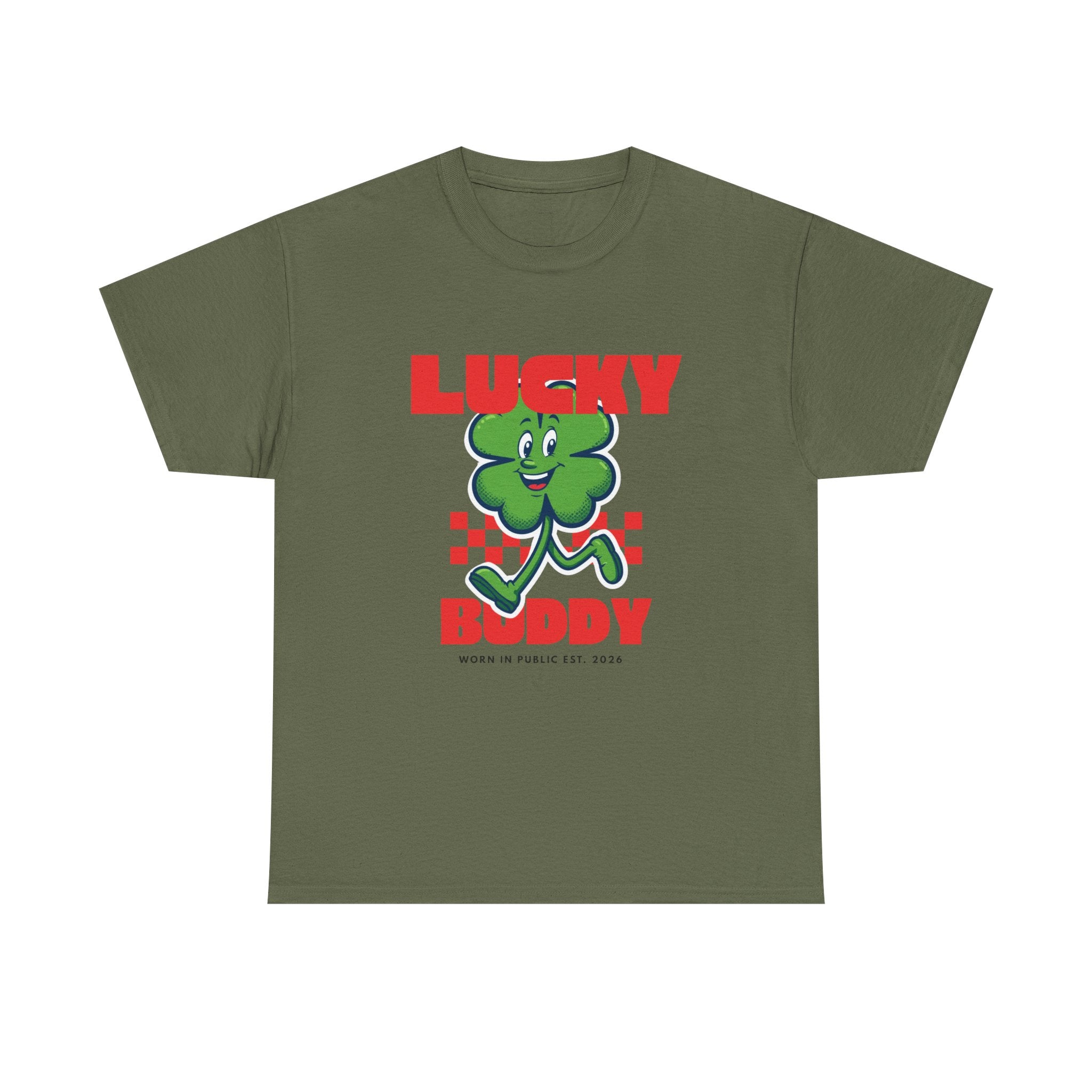 Lucky Buddy Clover T-Shirt | Retro Checker St. Patrick's Day Graphic Tee